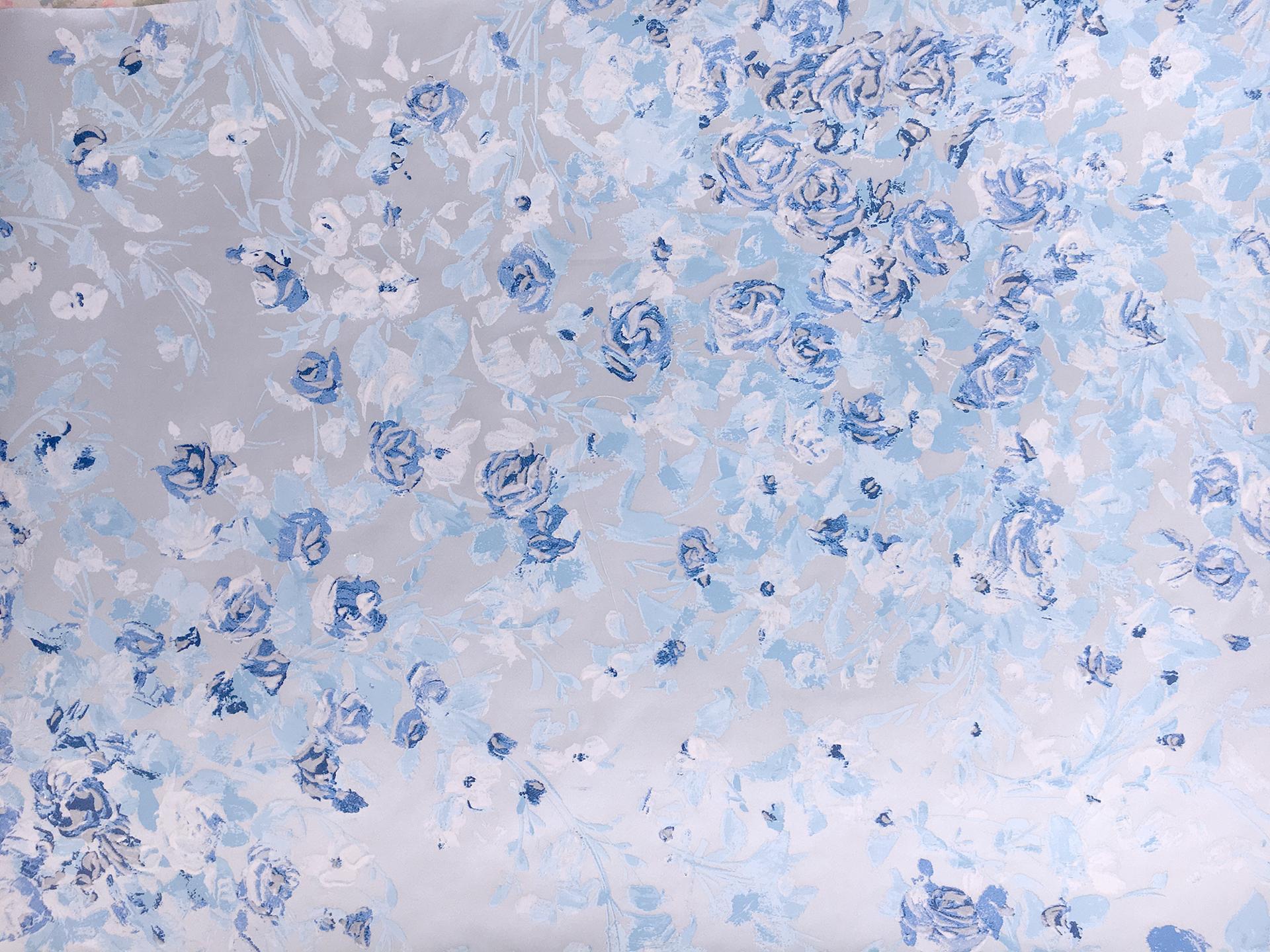 Pigment Printed Silk Satin with Impressionist Roses0