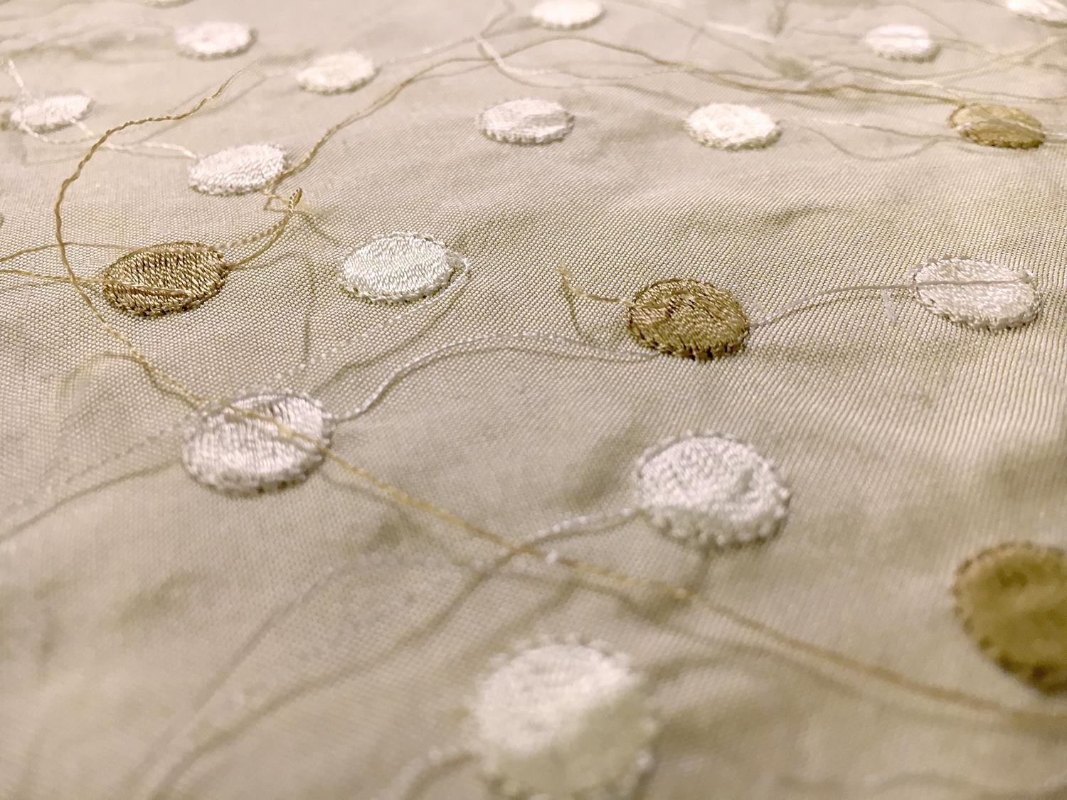 Iridescent Silk Shantung with Embroidered Dots2