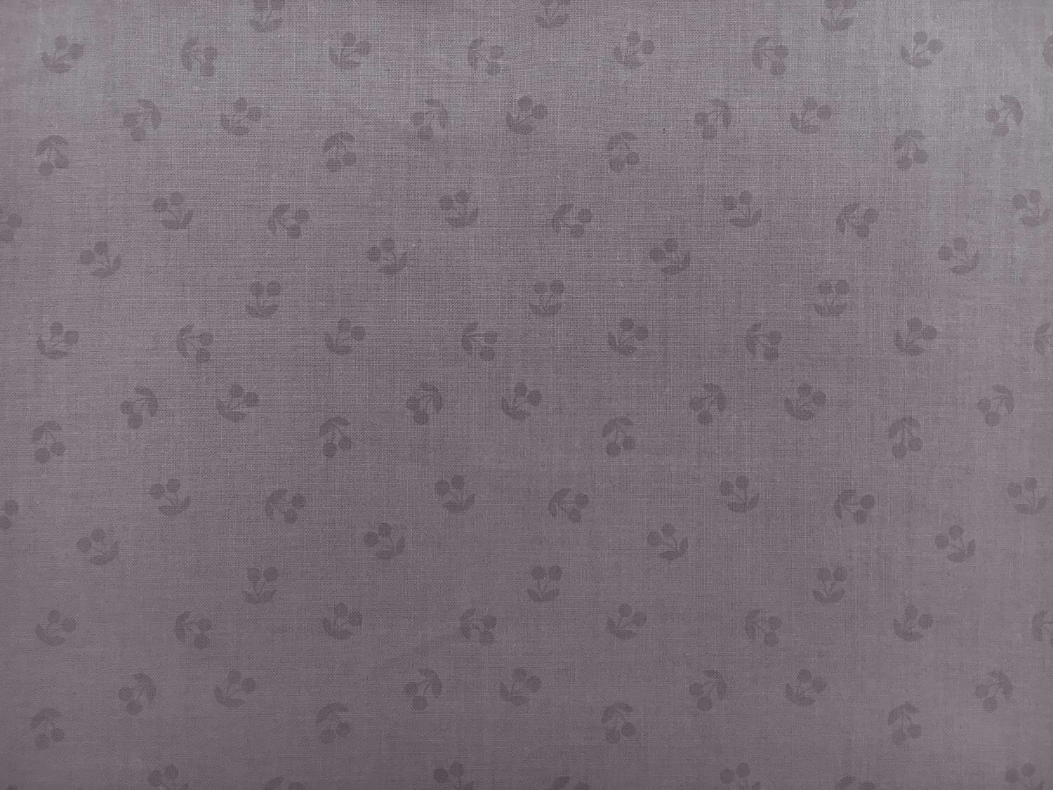 Cotton Broadcloth Cherries Print in Grey 0