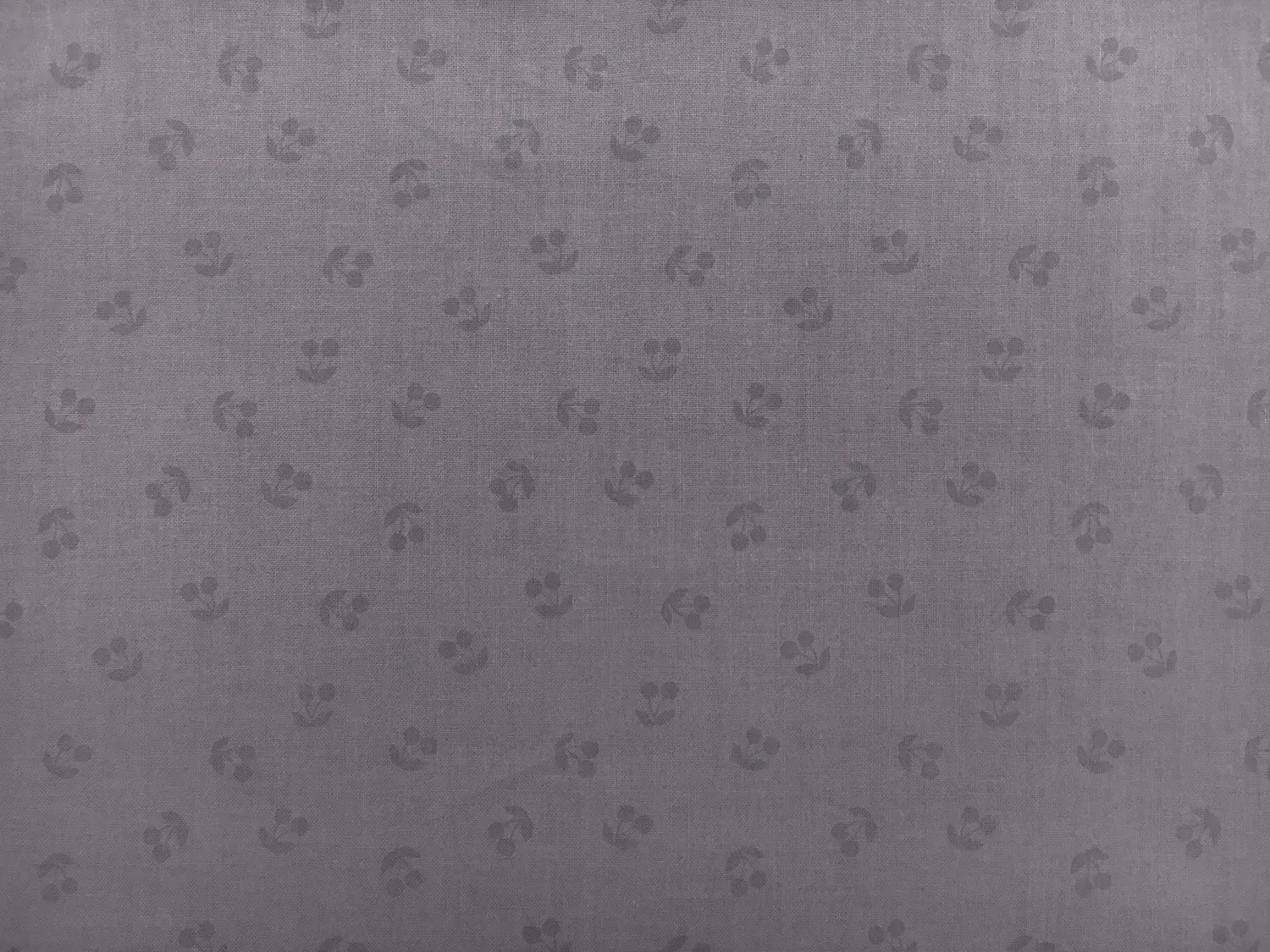 Cotton Broadcloth Cherries Print in Grey 0