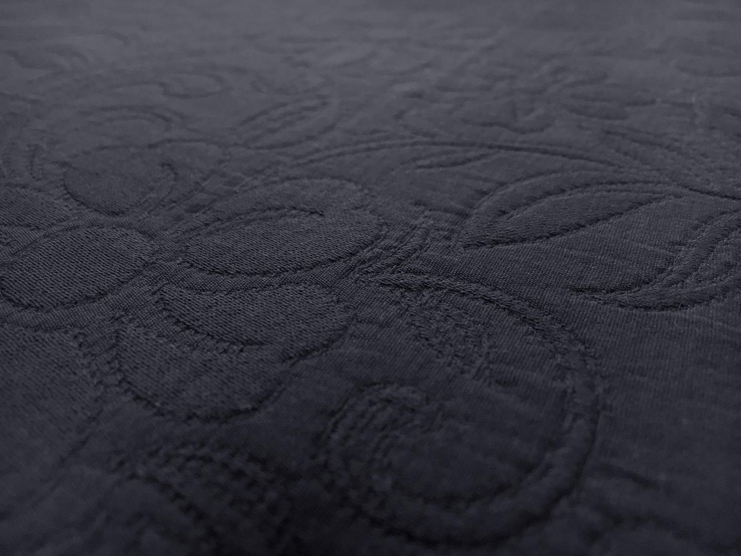 Italian Cotton Blend Floral Brocade in Navy2