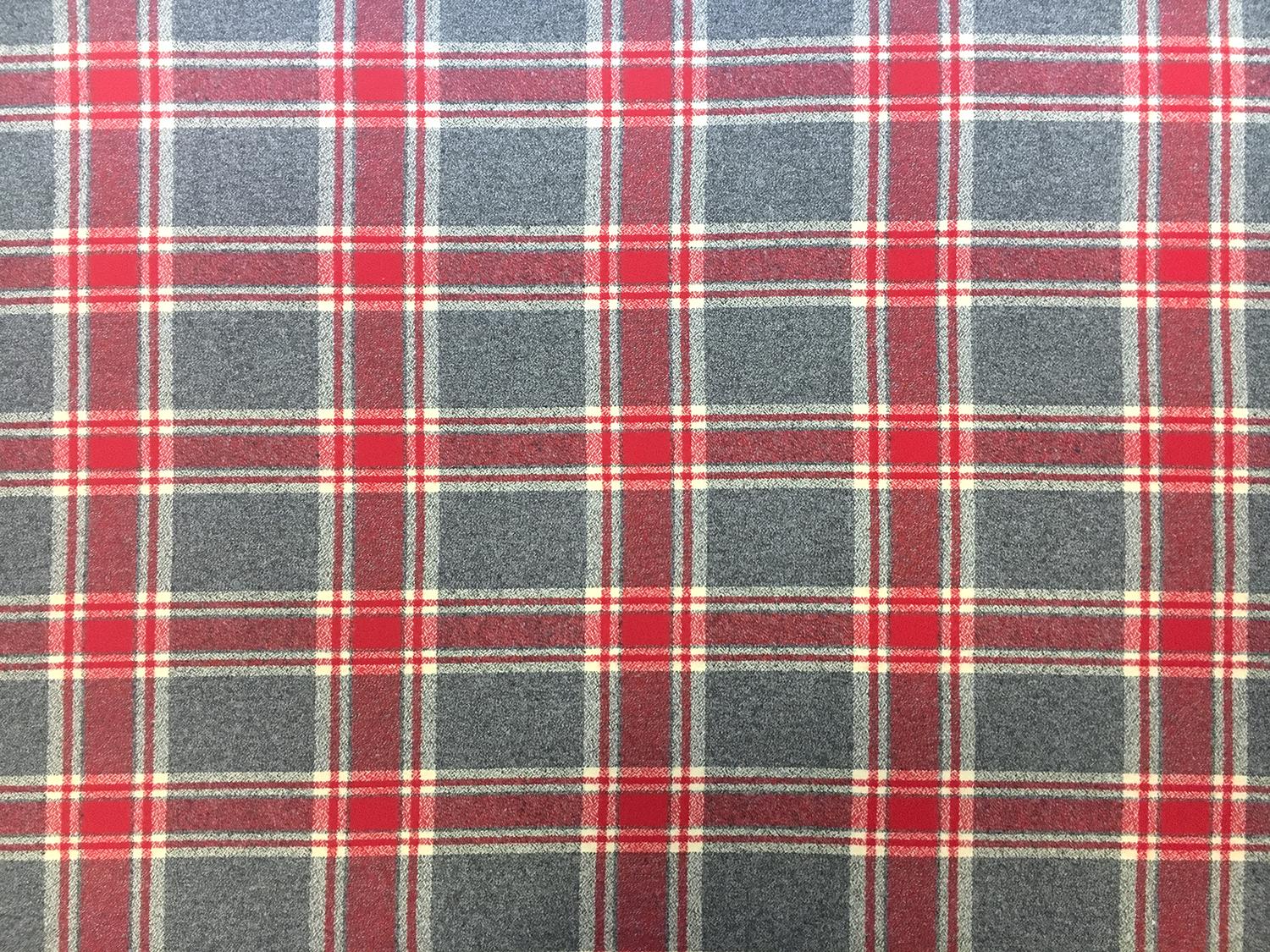 Cotton Mammoth Flannel Plaid in Grey and Red0