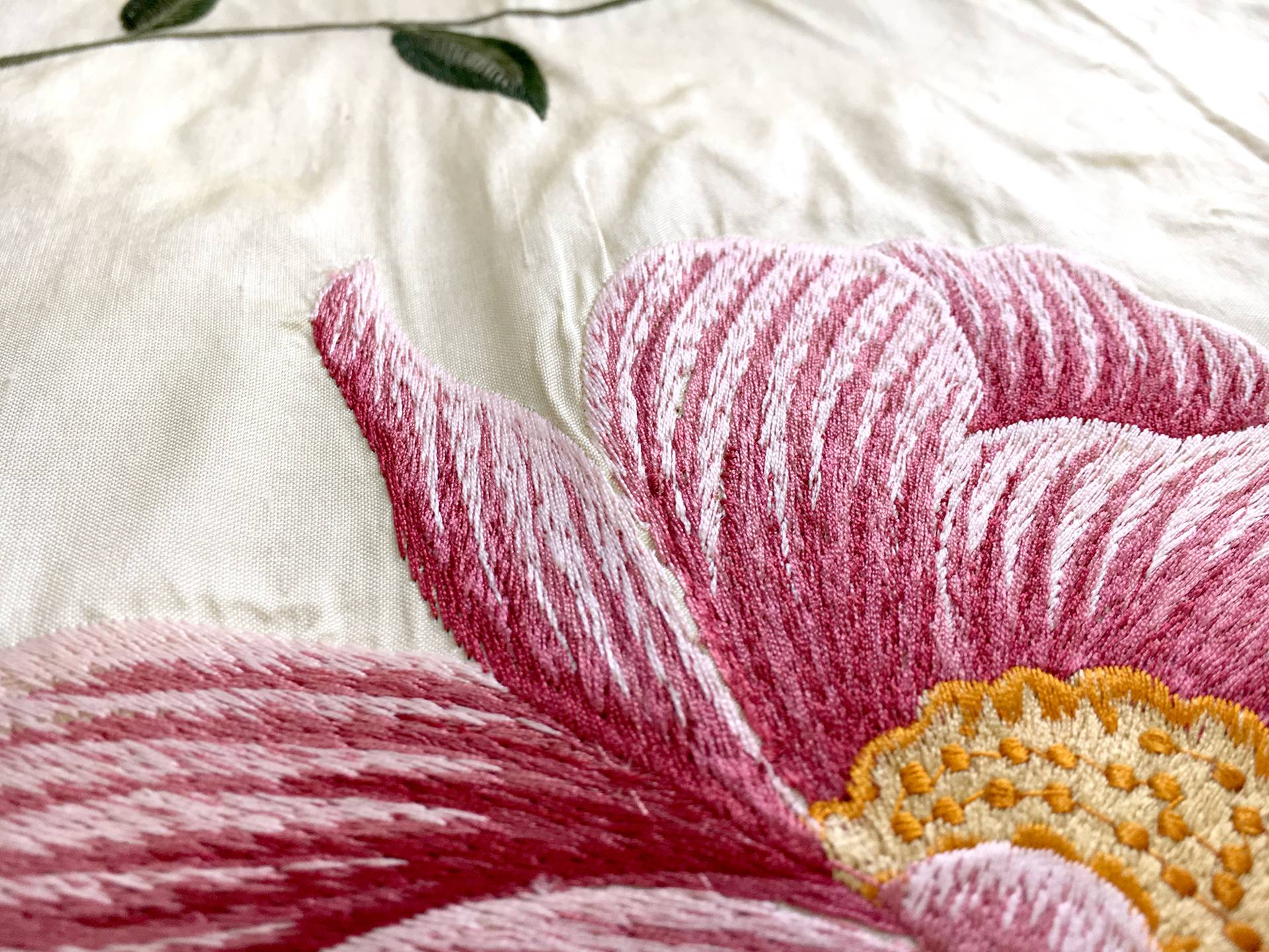 Embroidered Silk Shantung with Large Camellias2