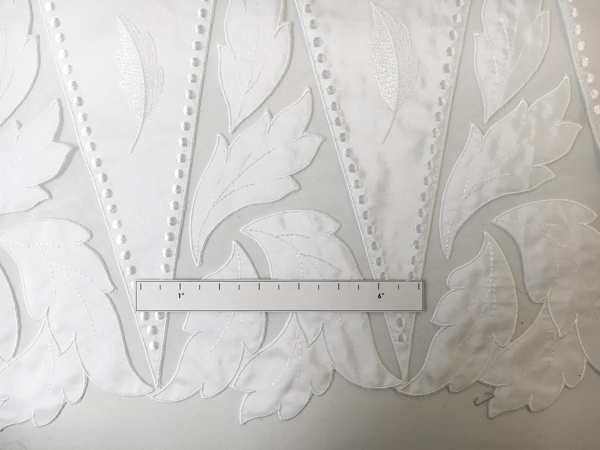 Bridal Taffeta with Embroidered Geometric Patterns and Leaves Border1