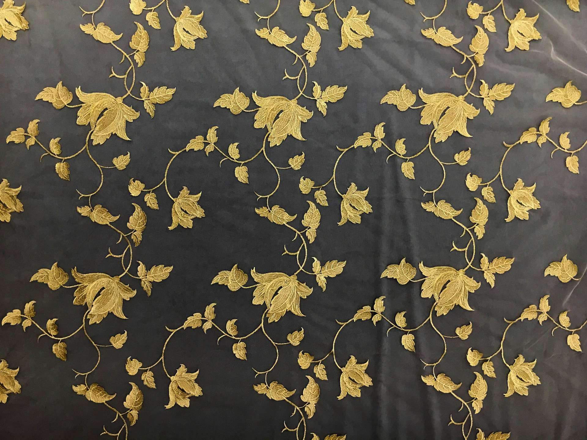 Floral Metallic Embroidered Tulle0