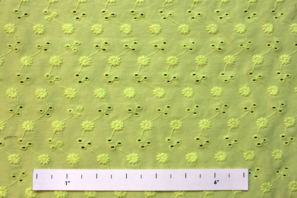 Cotton Lycra Embroidery Eyelet in Chartreuse0