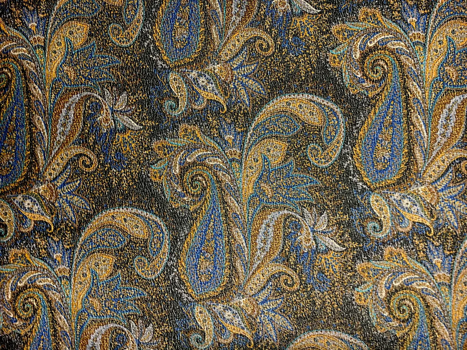 Silk and Wool Blend Metallic Crepe with Paisley Patterns
