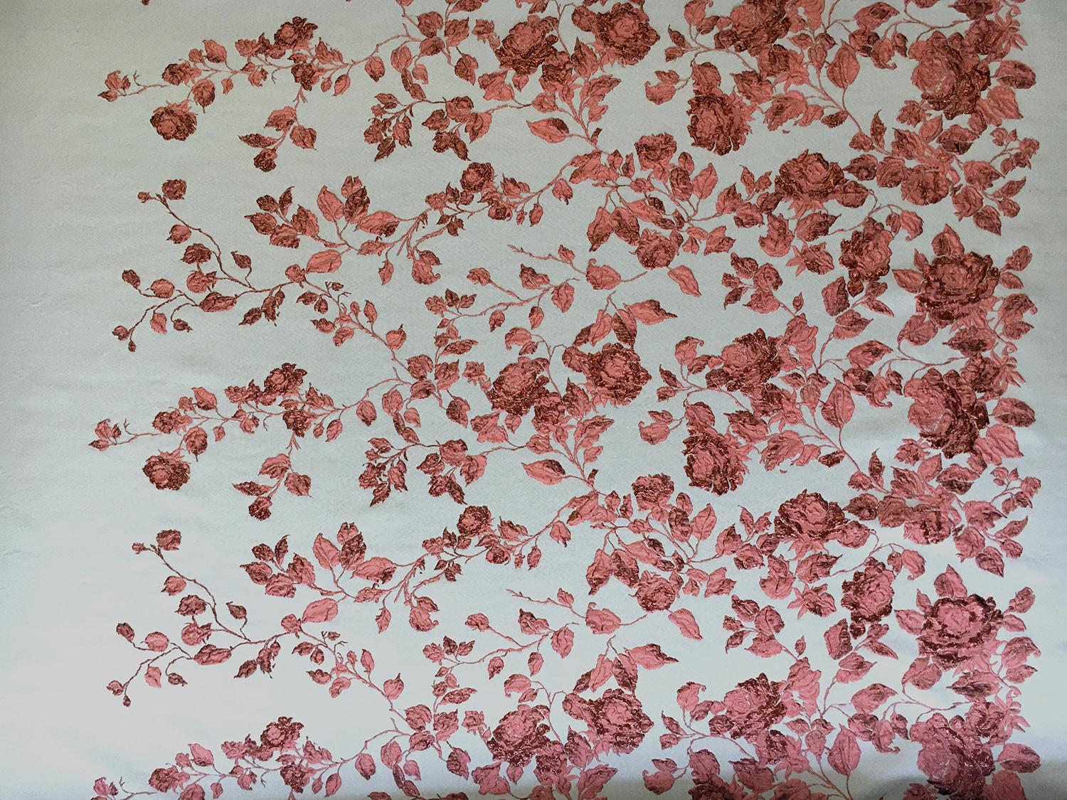 Swiss Metallic Brocade with Rose Degradé Patterns0