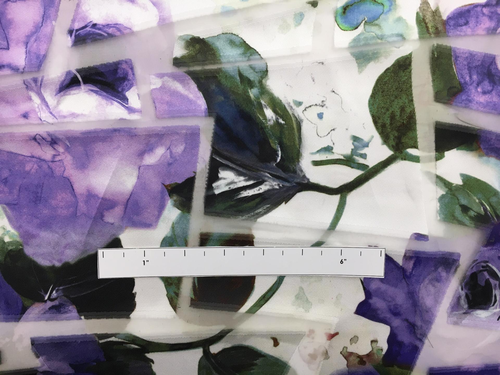 Floral Polyester and Silk Blend Organza with Burnout Geometric Patterns1