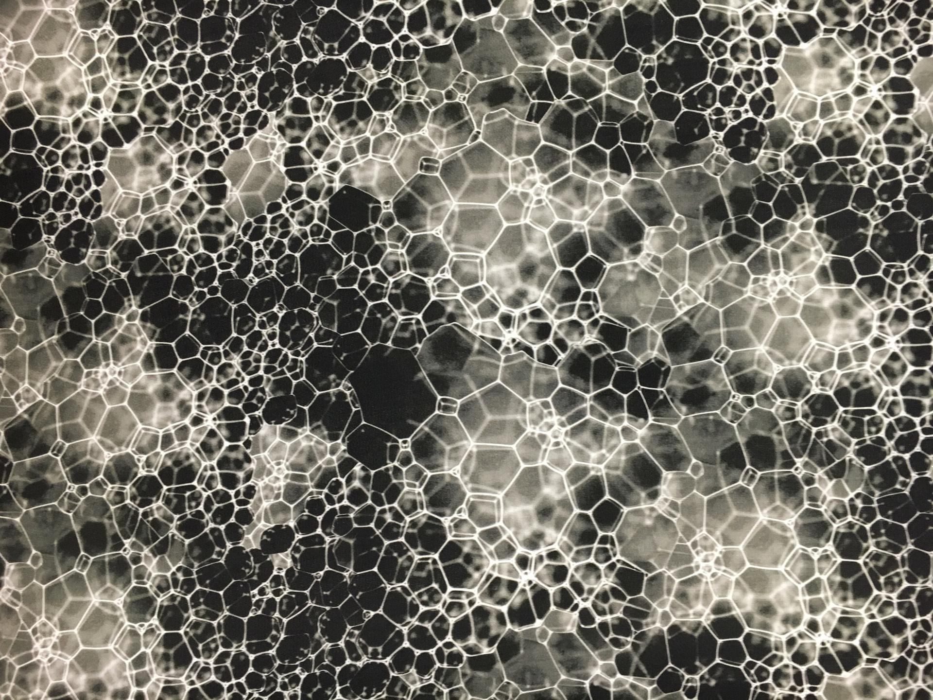 Printed Silk Gazar with Abstract Bubble Geometric Print0