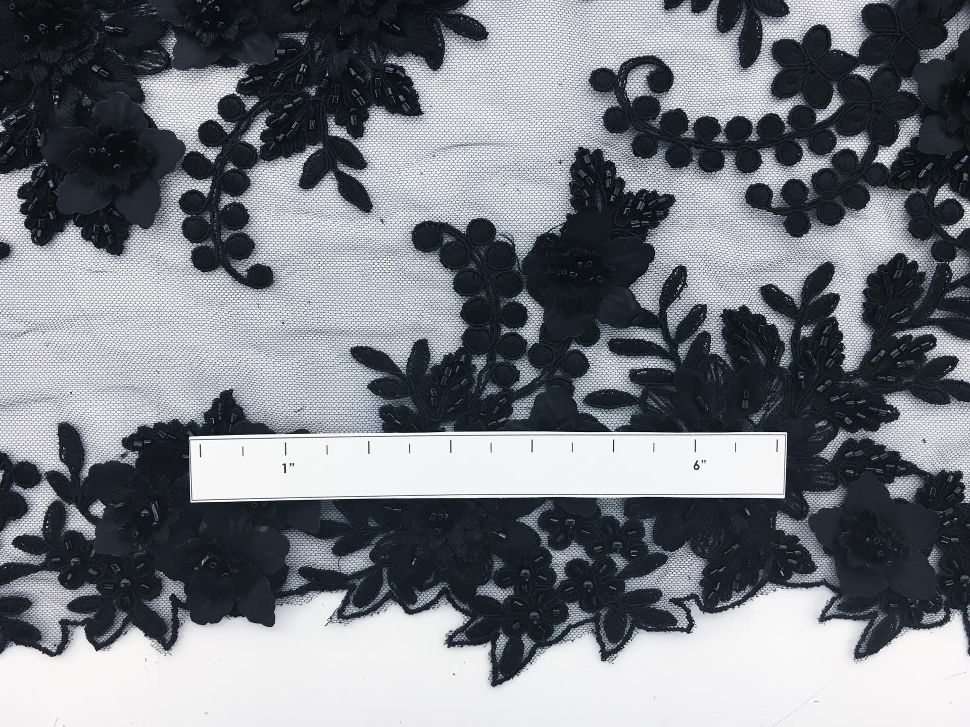 Beaded and Embroidered Tulle in Midnight Navy1