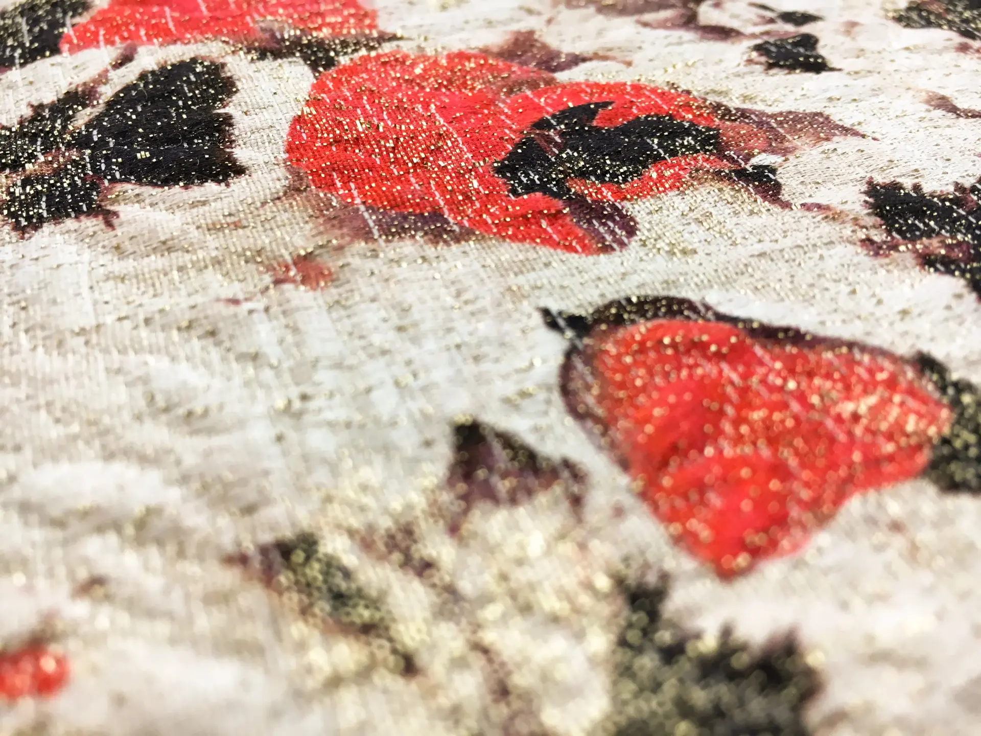 Silk and Wool Metallic Brocade with Pansies2