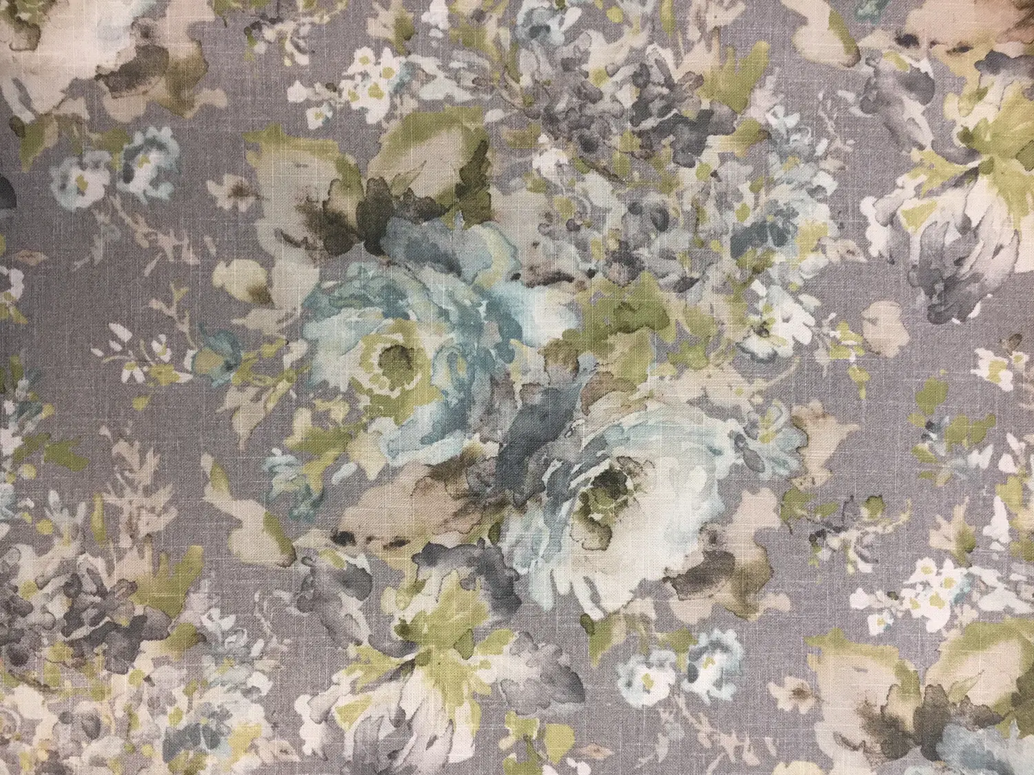 Linen Viscose Upholstery Watercolor Florals Print0