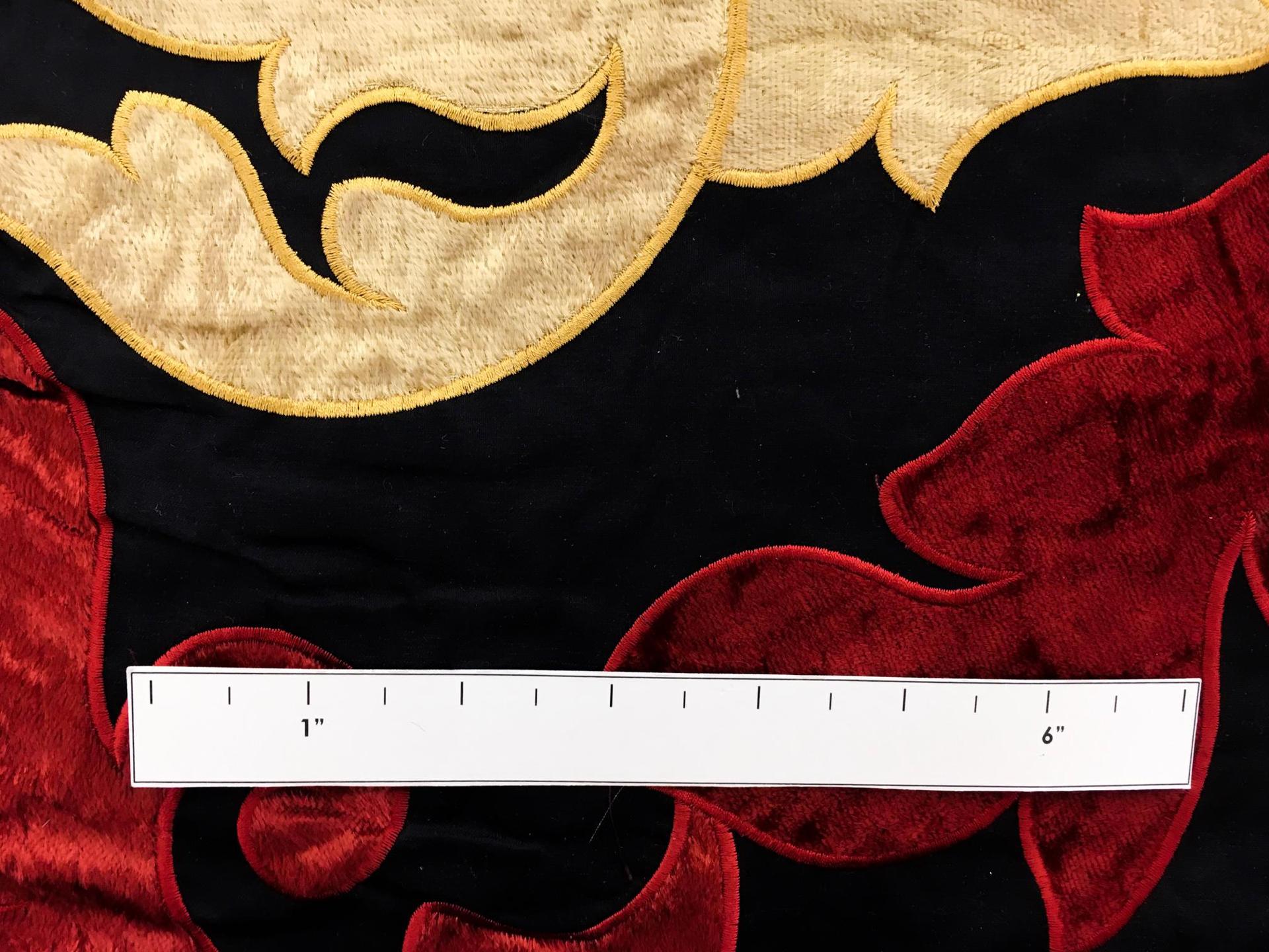 Silk Shantung with Embroidered Velvet Victorian Motifs1