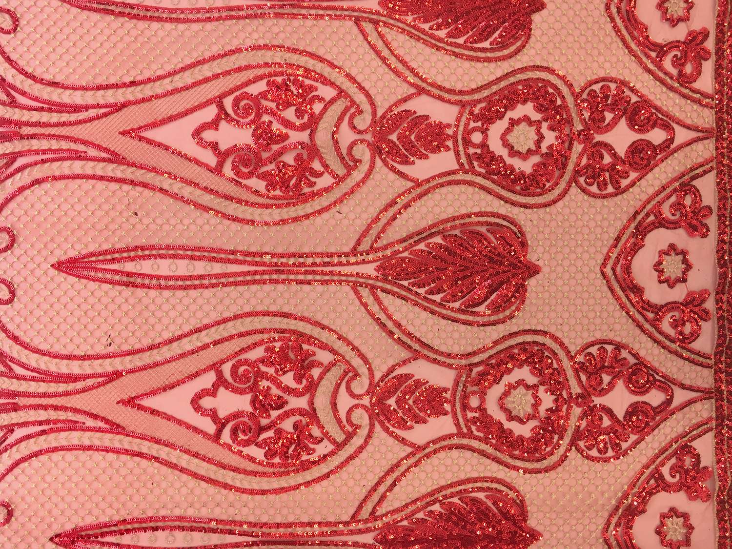 Sequins on Tulle with Ornate Art Nouveau Patterns0