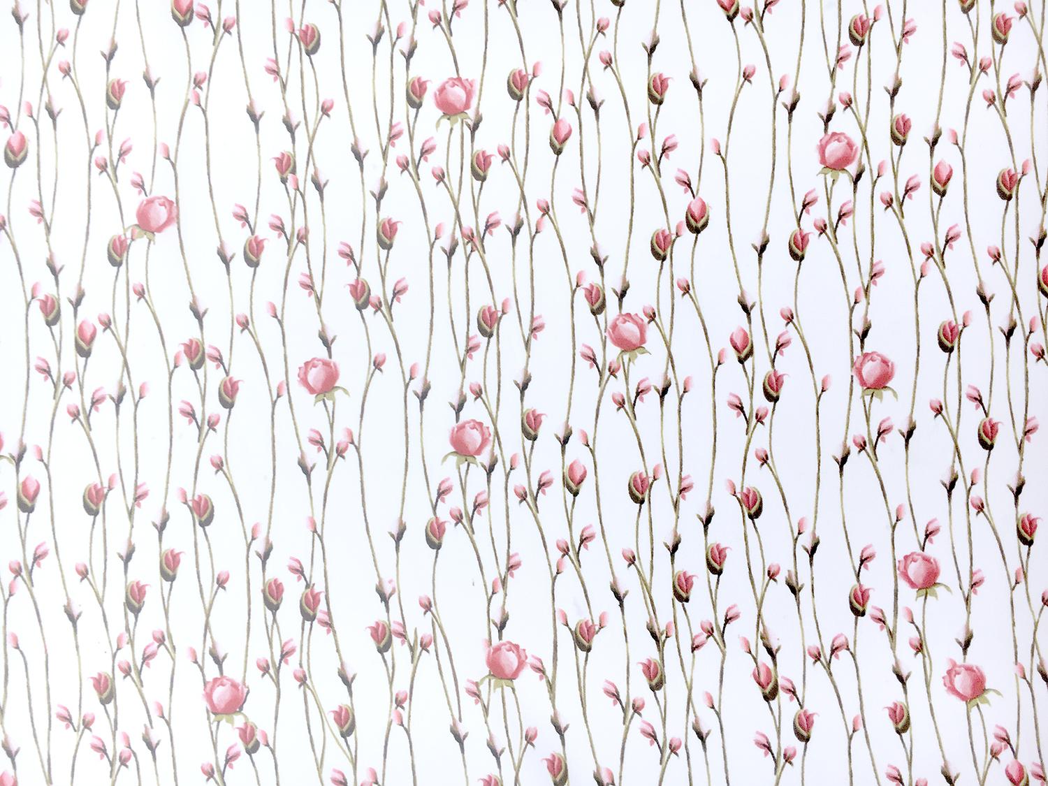 Printed Silk Crepe de Chine with Baby Rosebuds0