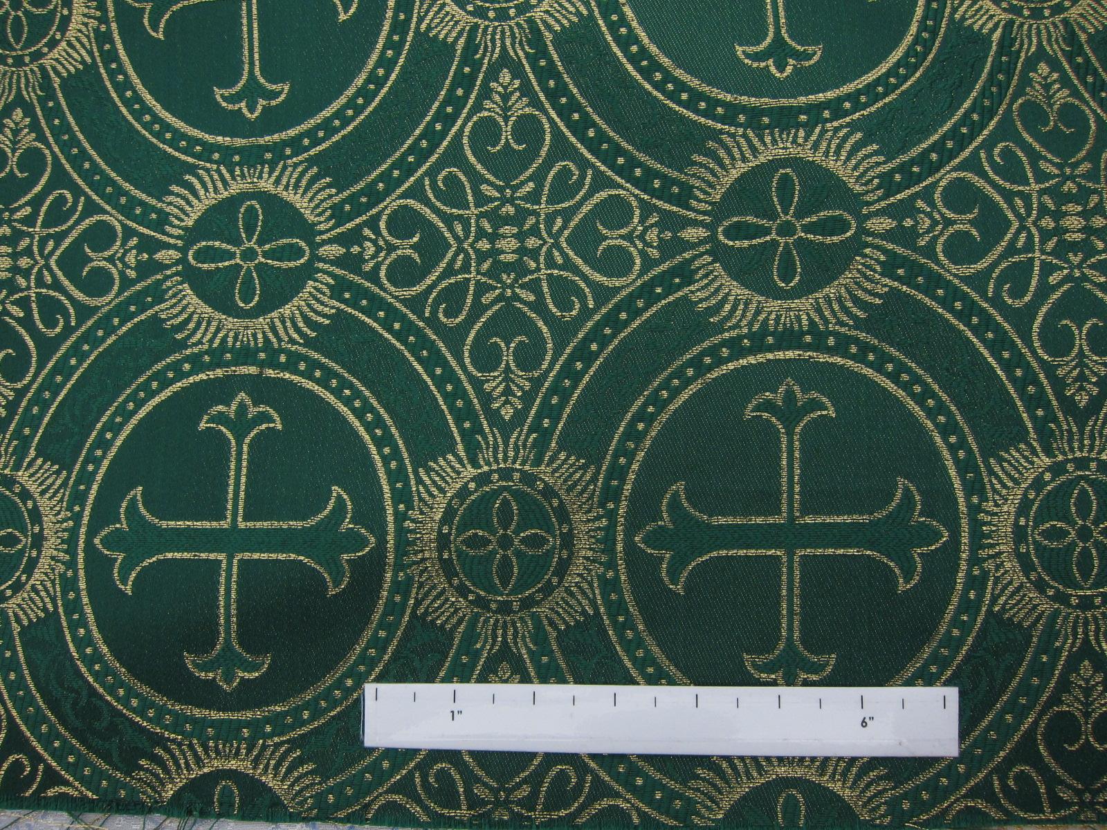 Metallic Cross Brocade in Emerald