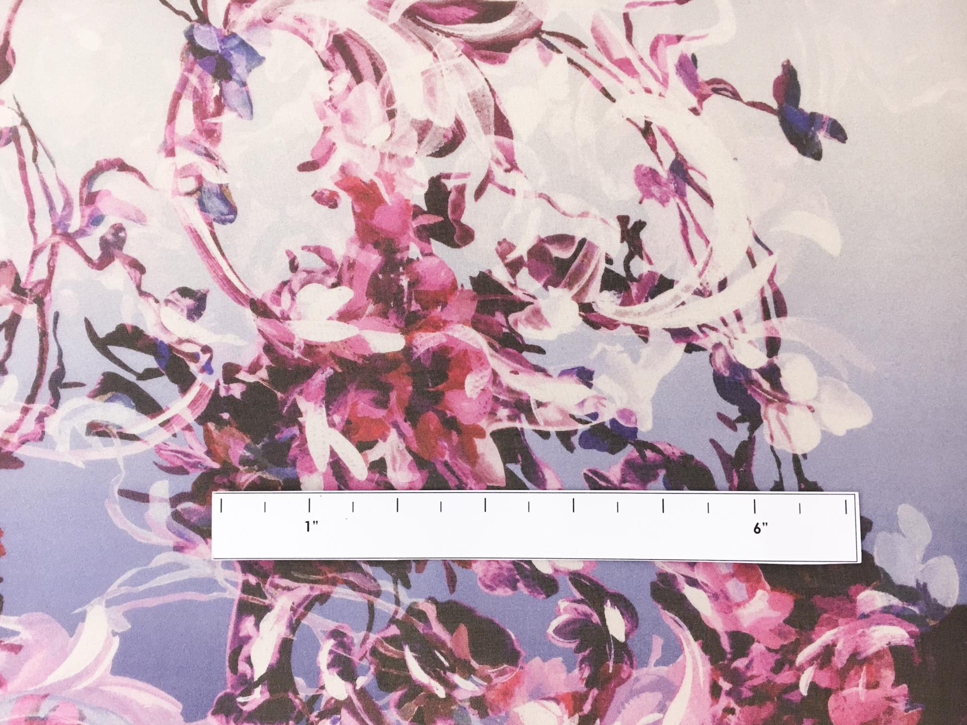 Detailed Printed Organza with Flowers and Swirls1