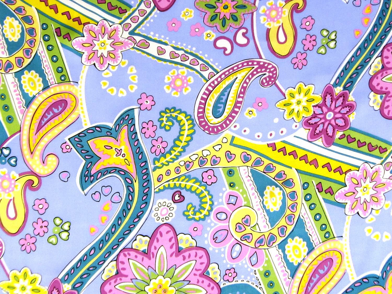 Printed Silk Charmeuse with Bright Paisleys and Florals0