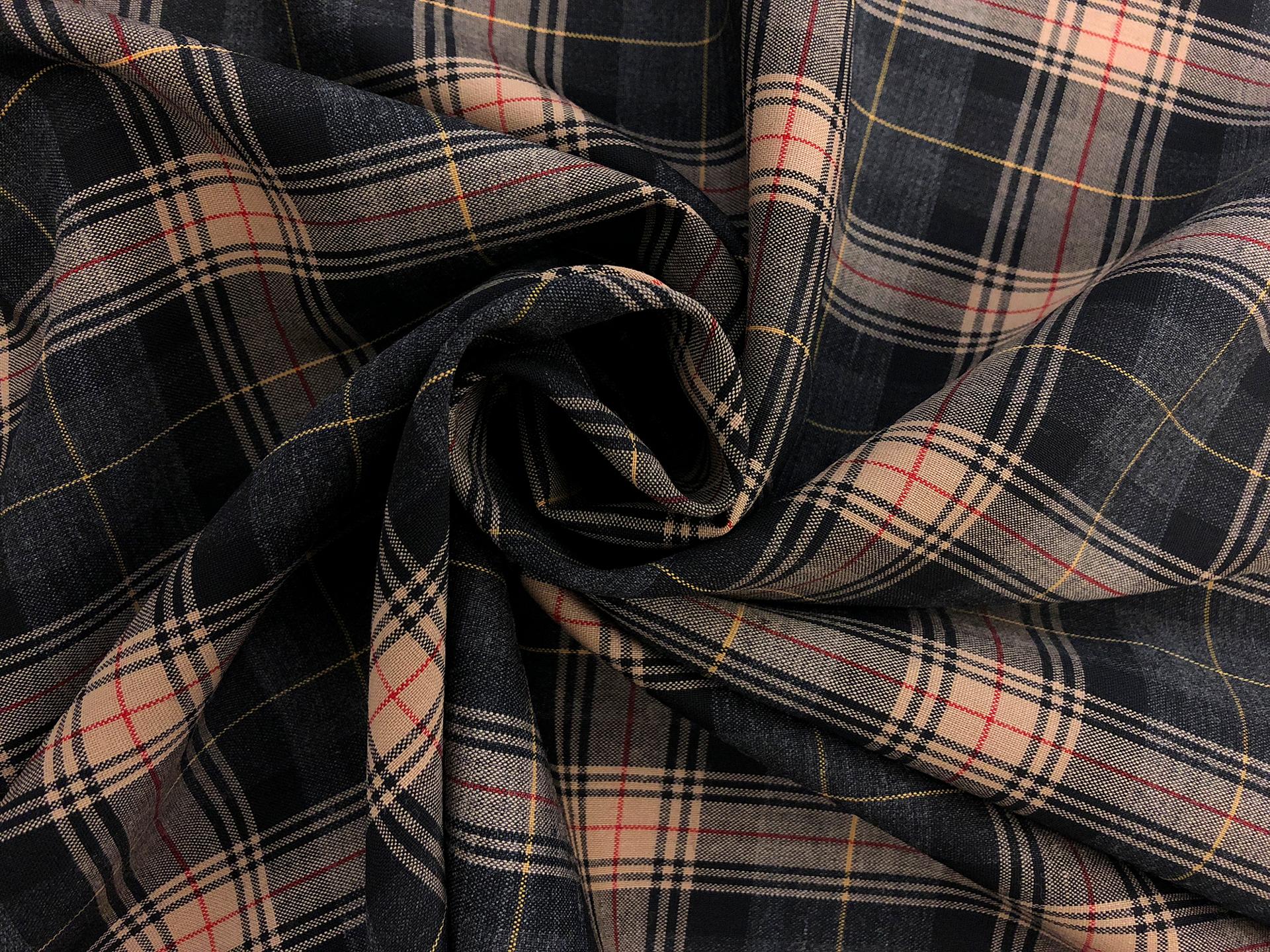 Black and Camel Brown Superfine Wool Tartan Plaid1