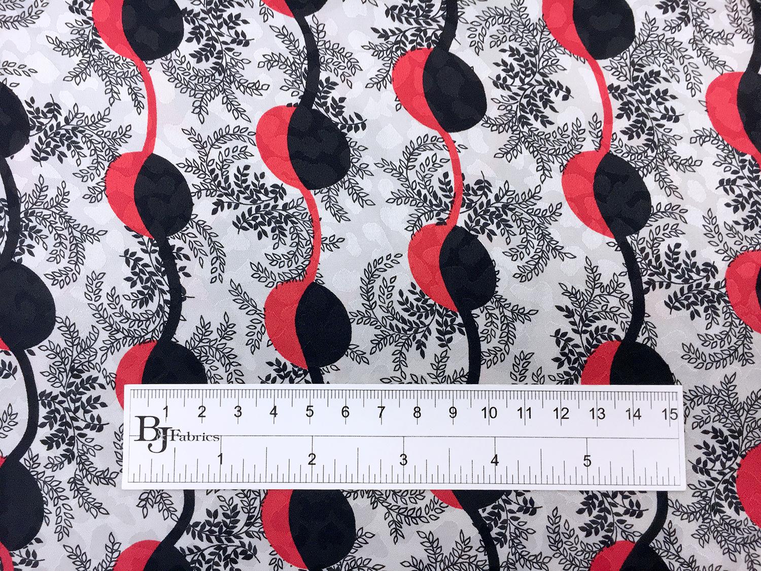 Printed Silk Jacquard with Geometric and Leaf Motifs1