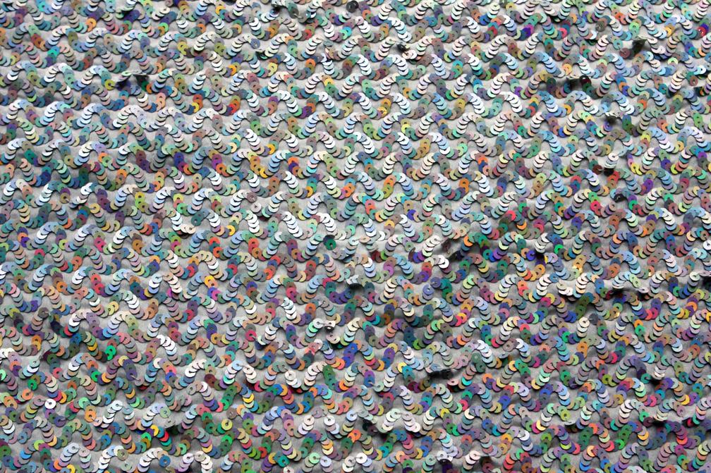 Hologram Sequins on Silk Habutai0