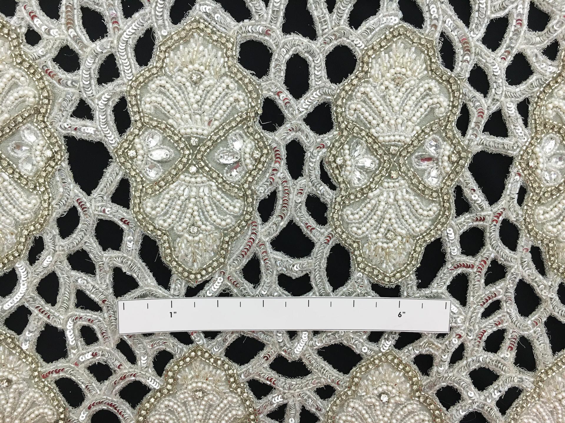 Novelty Crystal and Beads Cut Out Silk Chiffon1