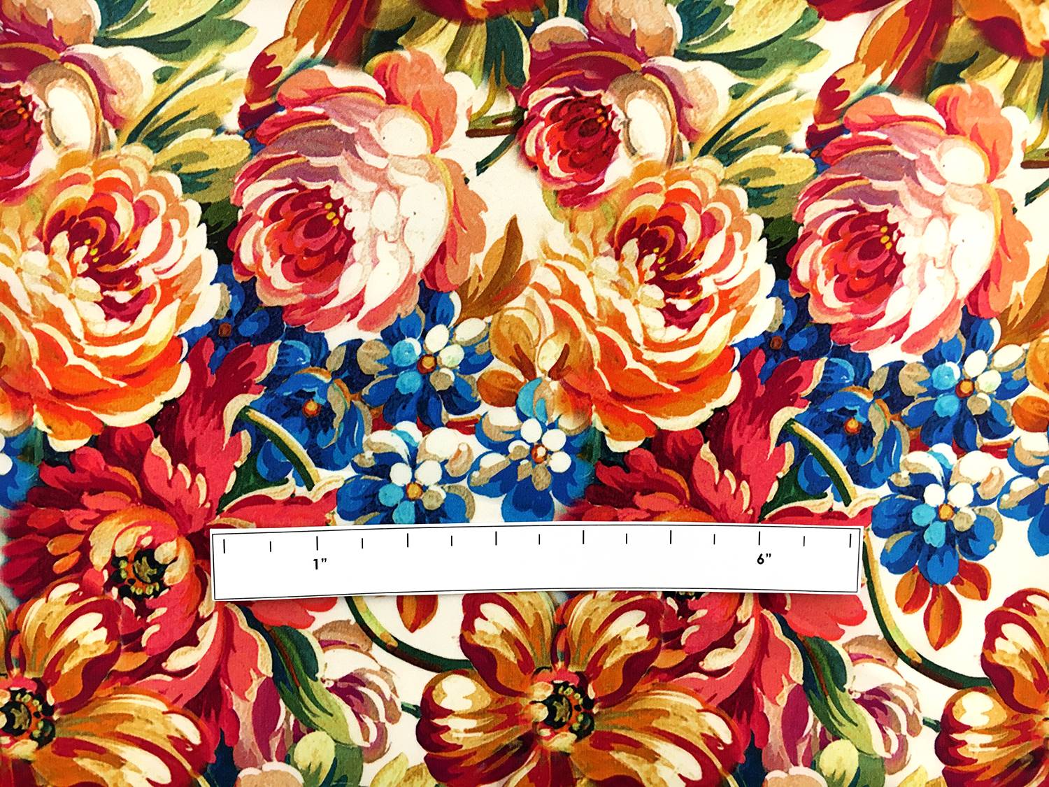 Printed Heavy Silk Charmeuse with Peony Bouquets 1