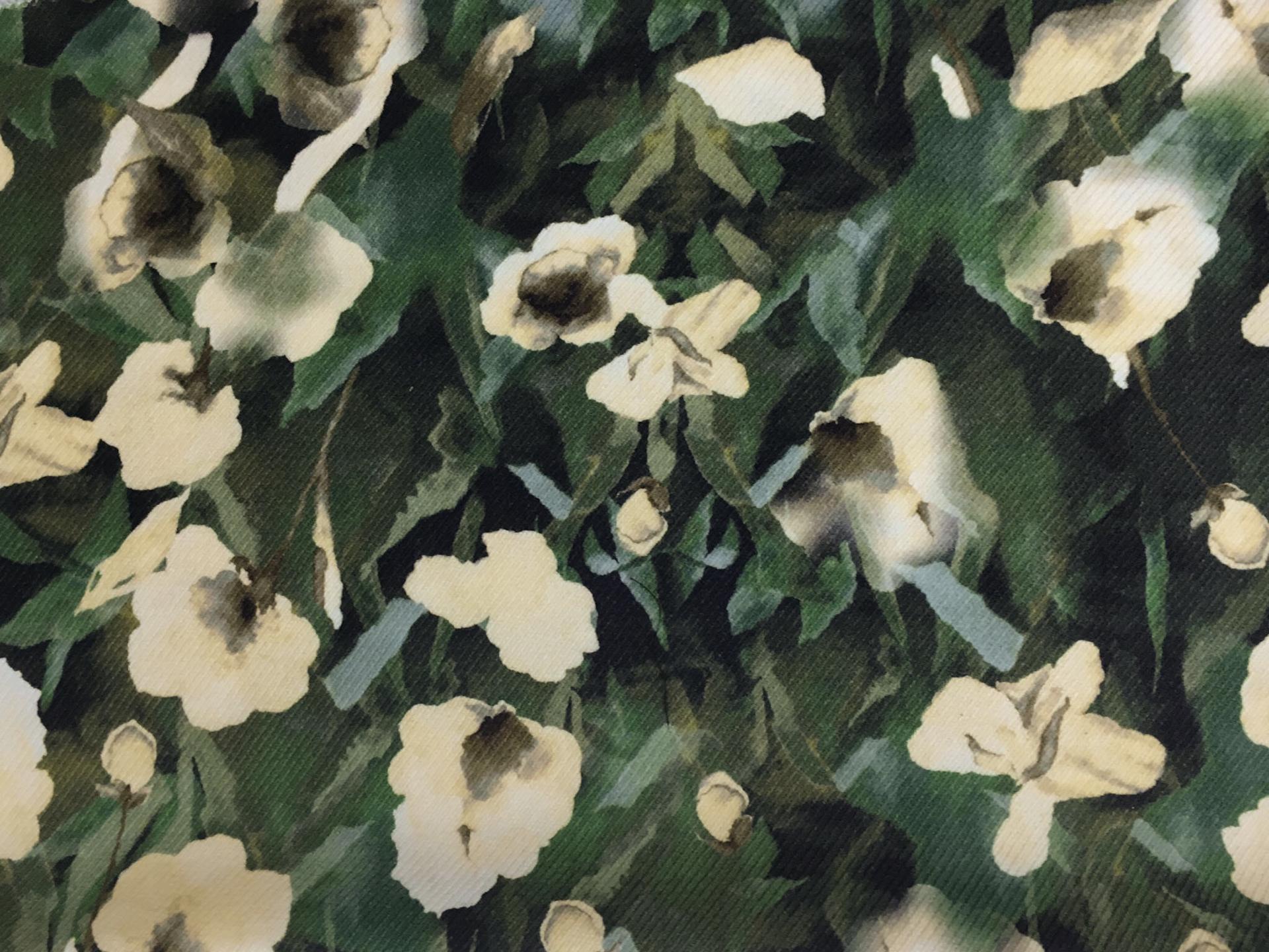 Italian Wool Twill Floral Print0