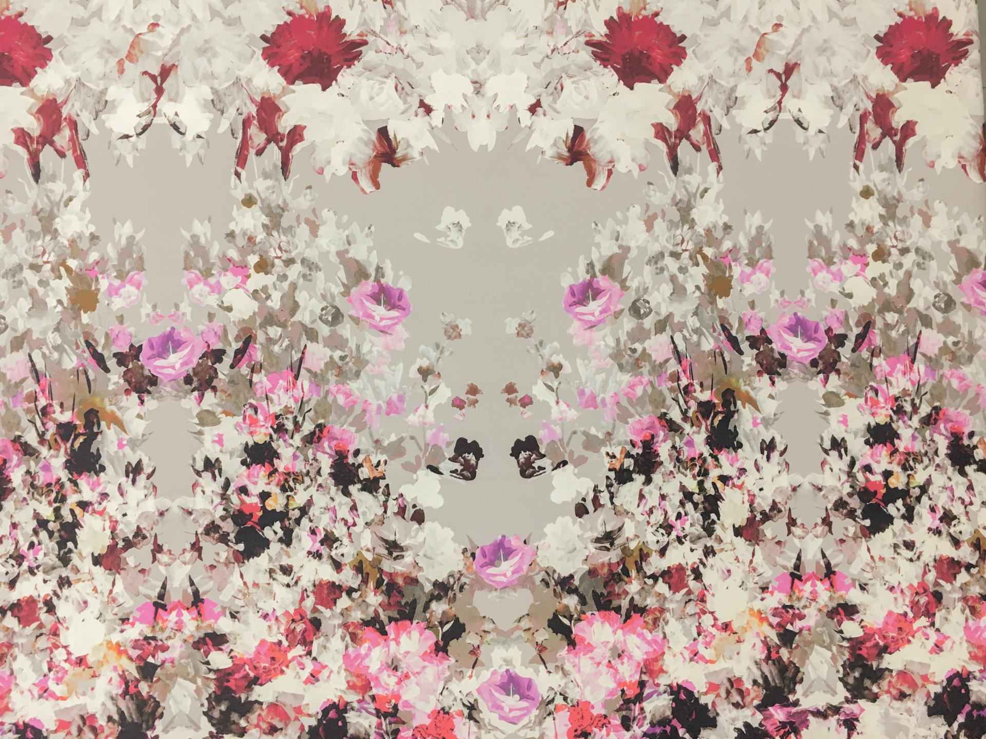 Printed Heavy Silk and Wool with Large Sections of Painterly Florals0