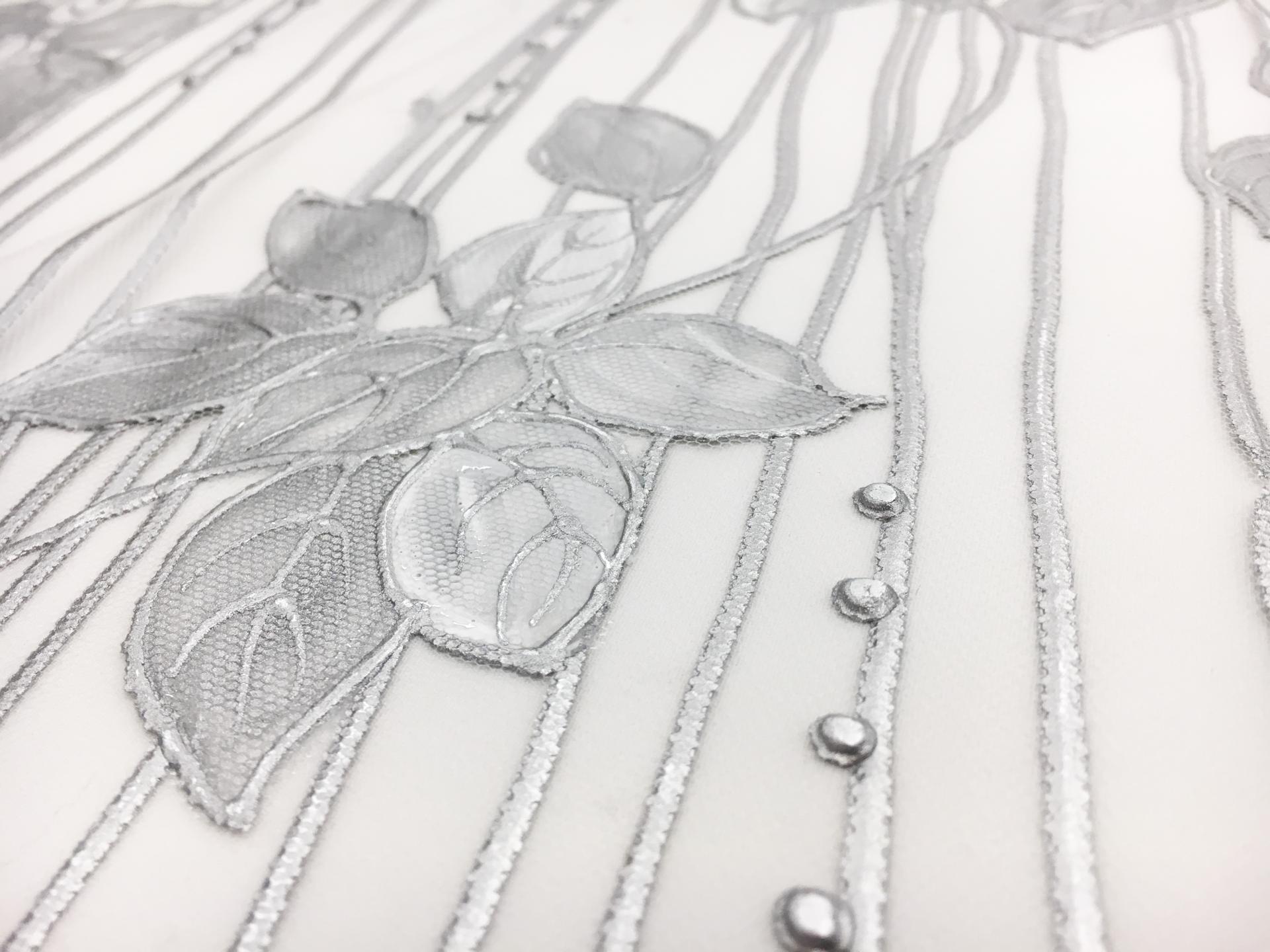 Hand Painted Tulle with Vines 2