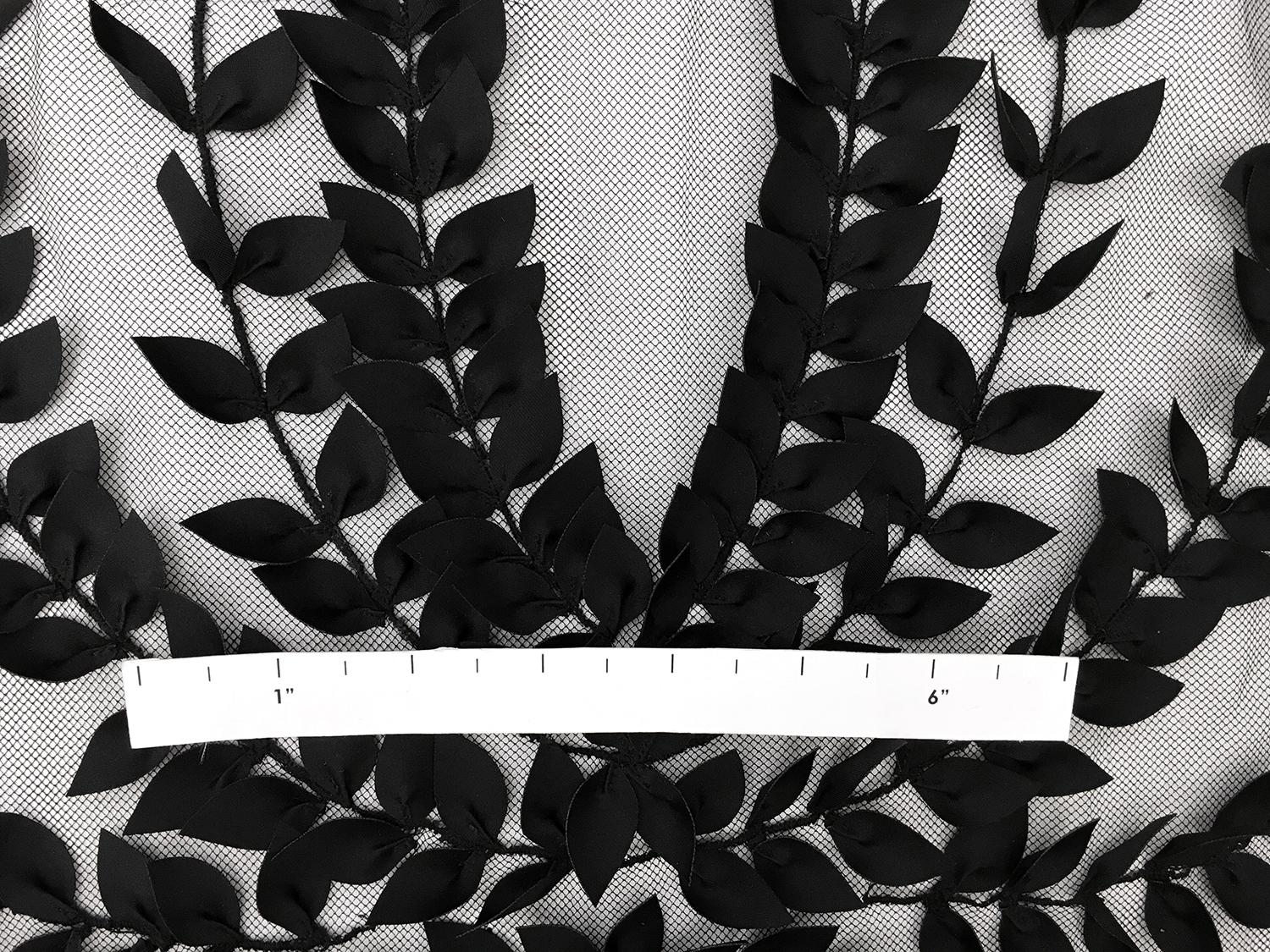 Leaf Appliques on Illusion in Black1