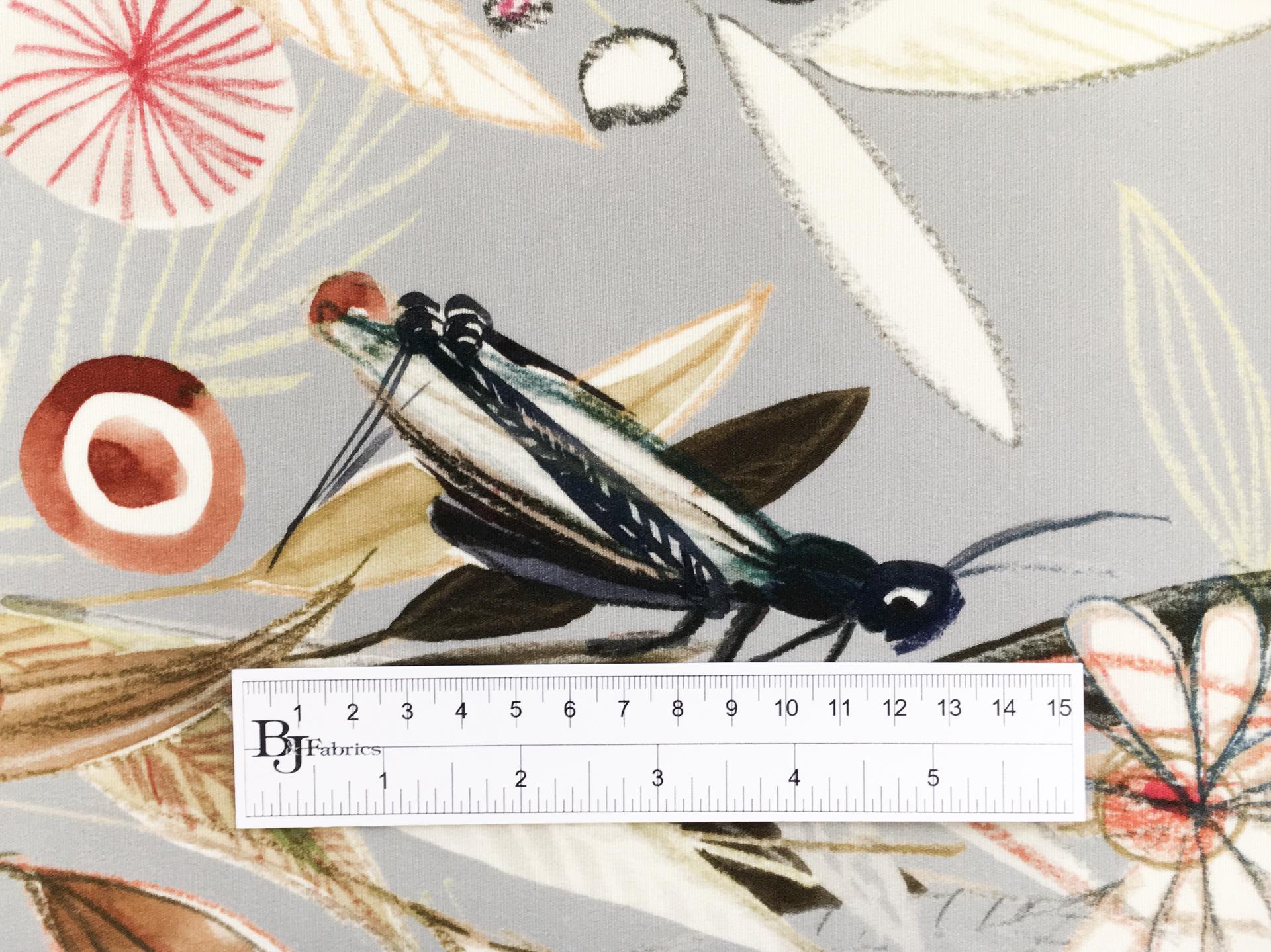 Printed Silk 6Ply Crepe with Forest Wildlife Illustrations 1