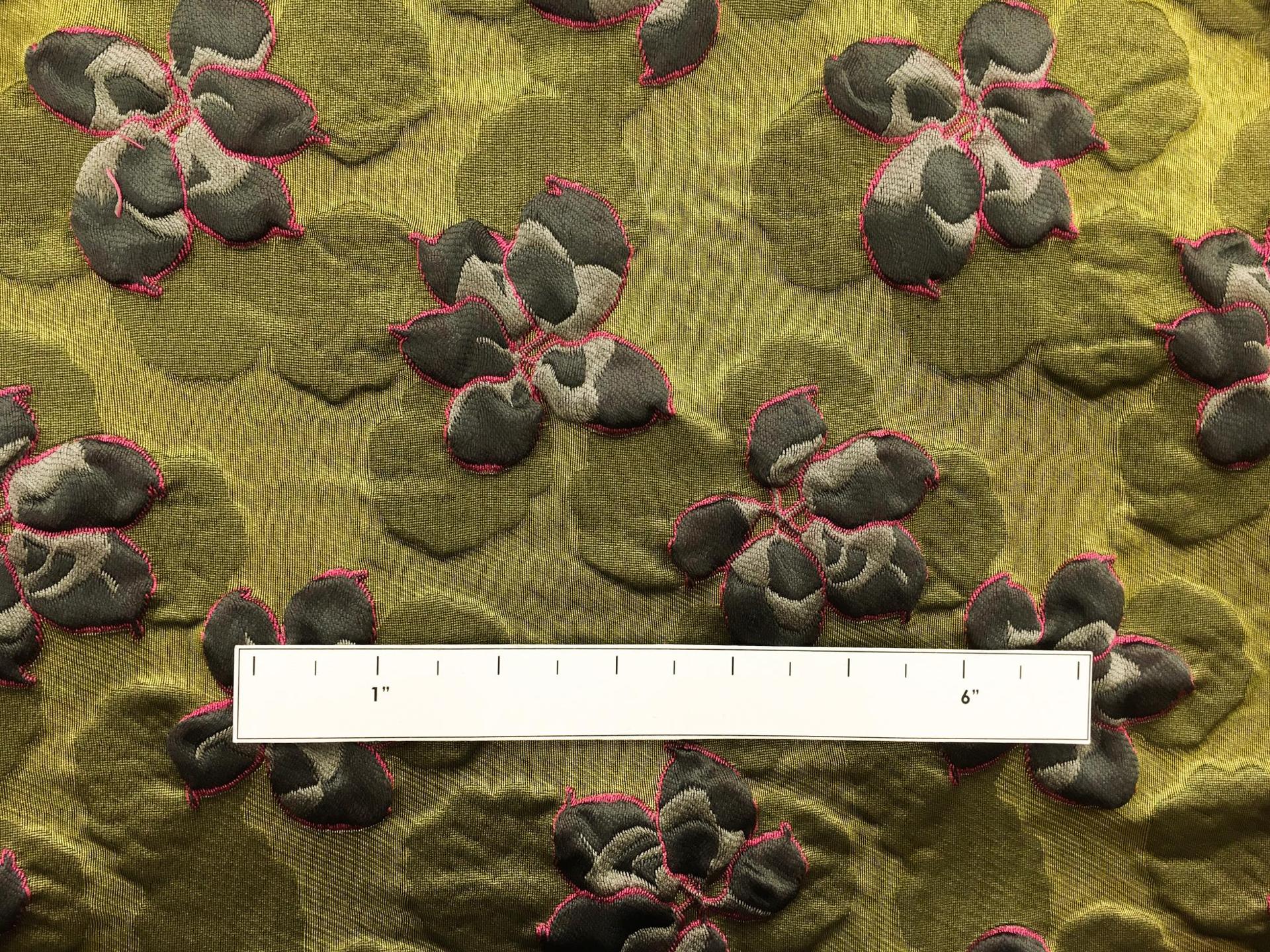 Cloqué with Floral and Leaf Motifs1