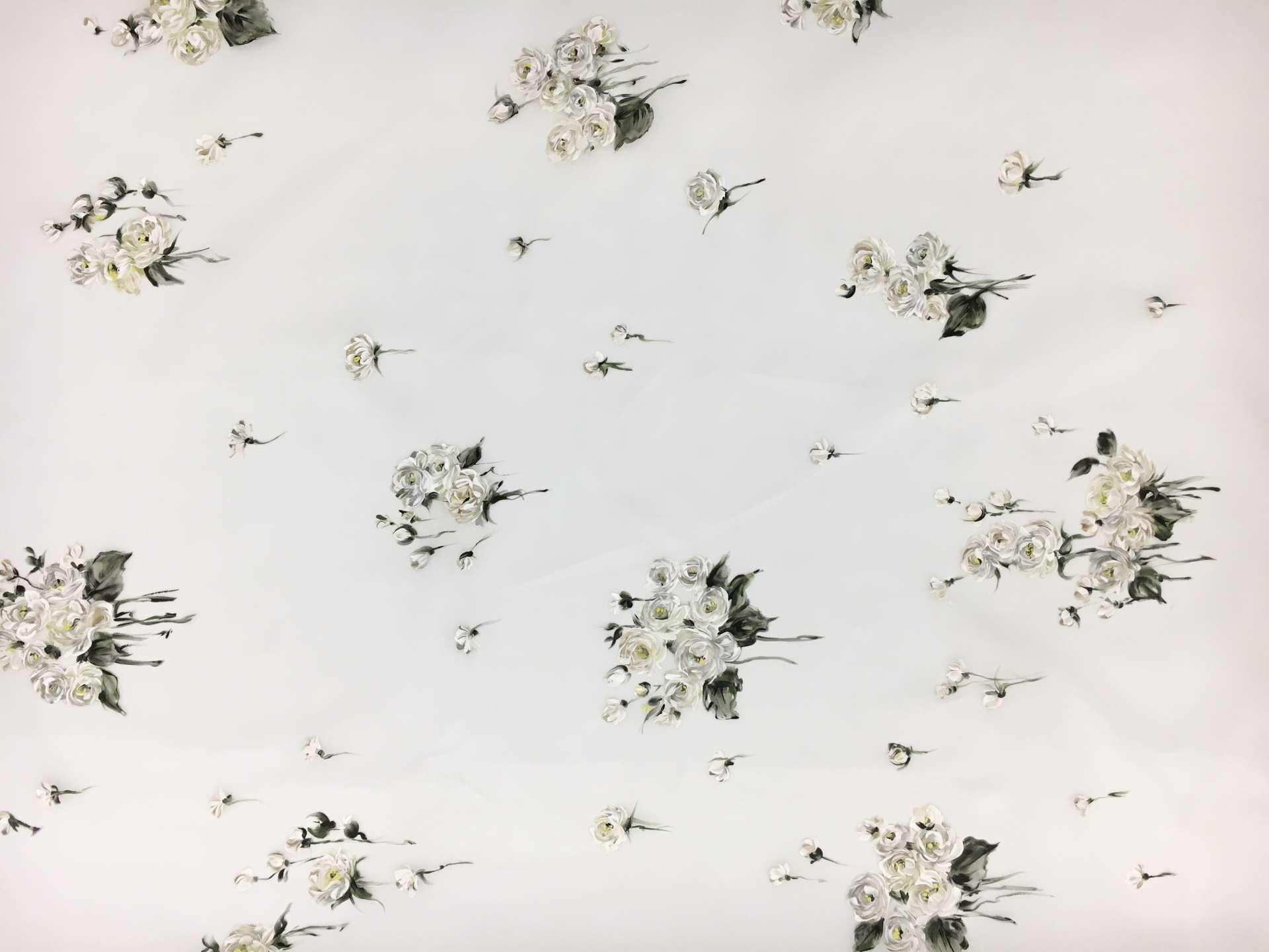 Handpainted Silk Organza with Detailed Flower Bouquets 0