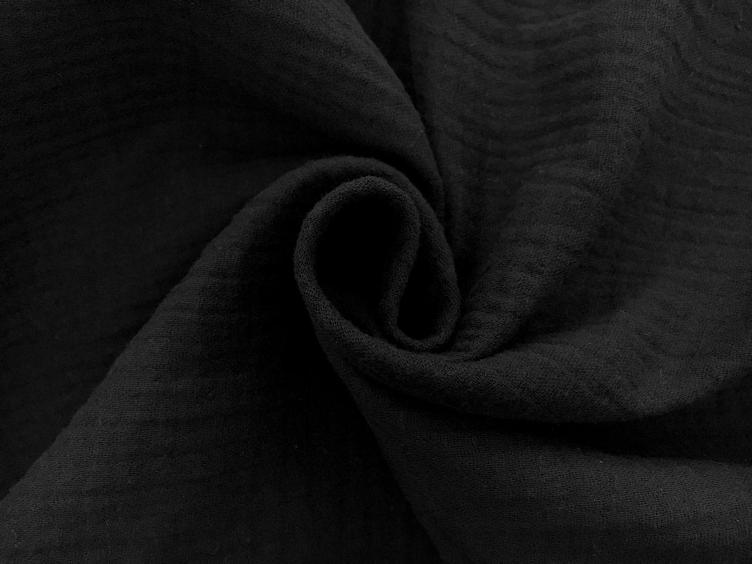 Cotton Crinkle Double Gauze in Black1