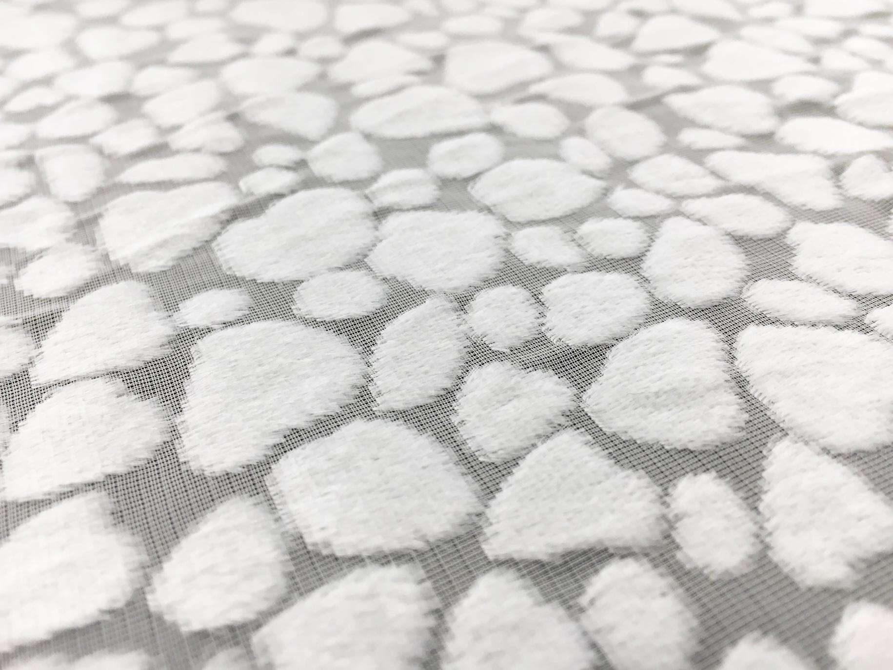 Poly and Rayon Burnout Velvet with Uneven Dots in Ivory0