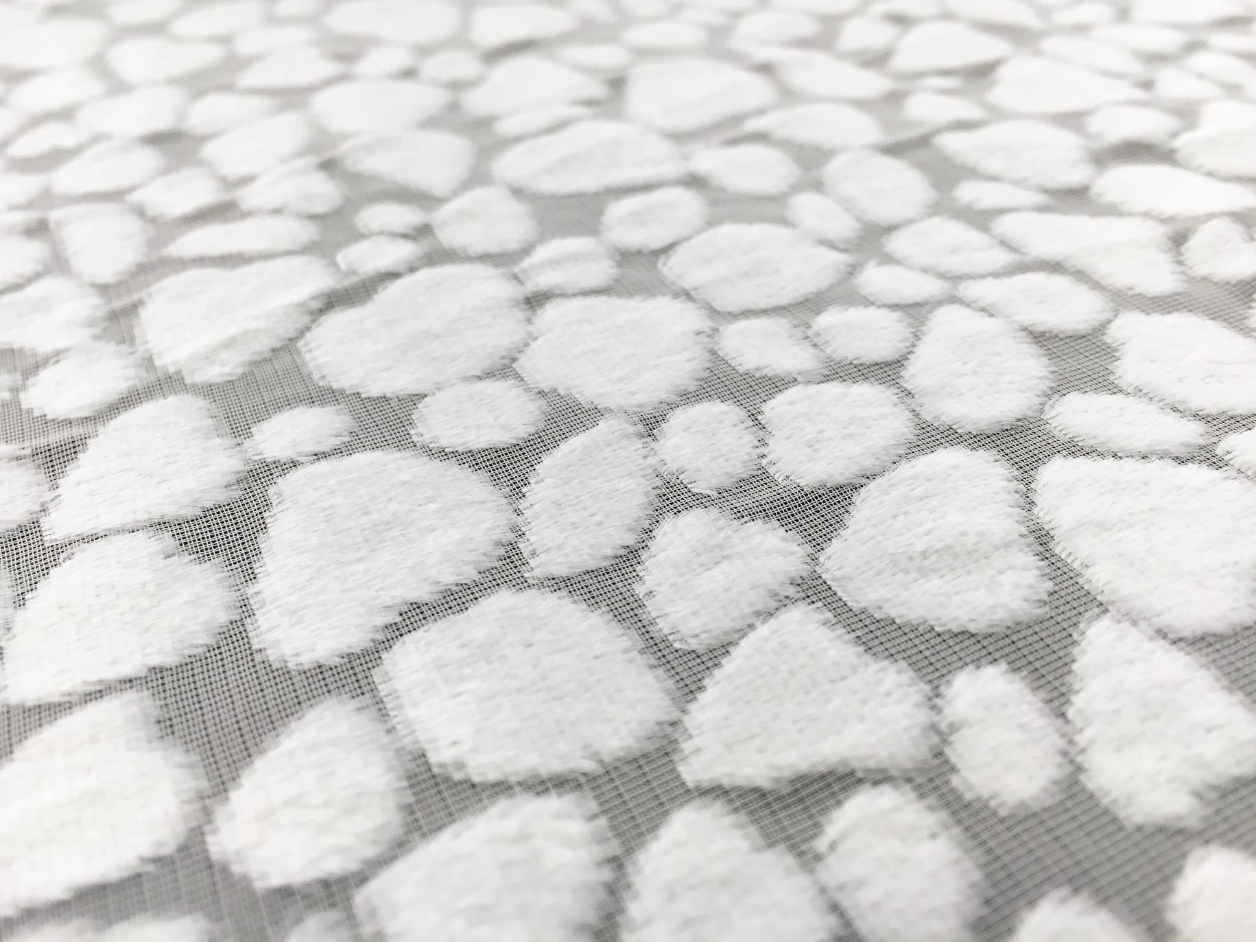 Poly and Rayon Burnout Velvet with Uneven Dots in Ivory