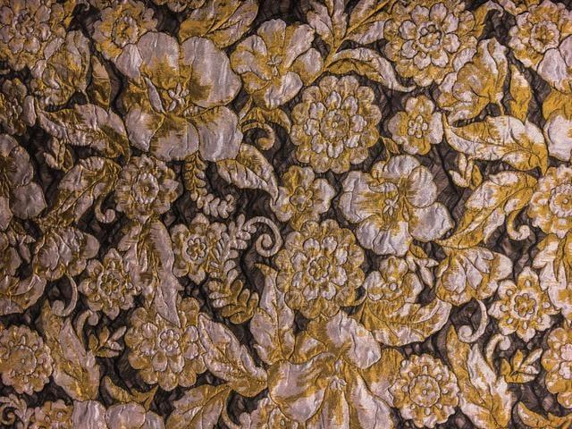 French Cloqué with Taupe and Gold Flowers0