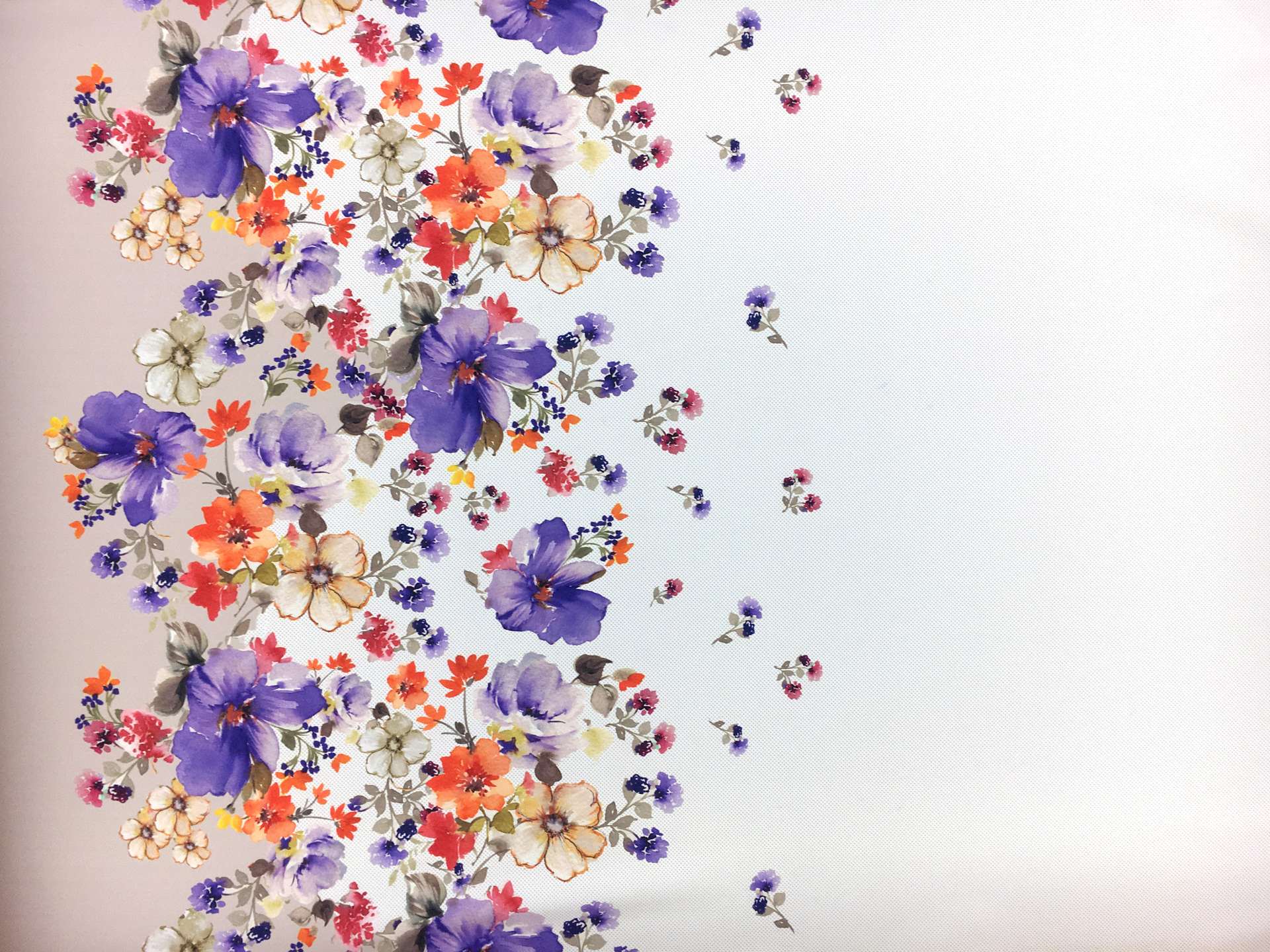 Polyester Mikado with Polka Dots and Floral Border0