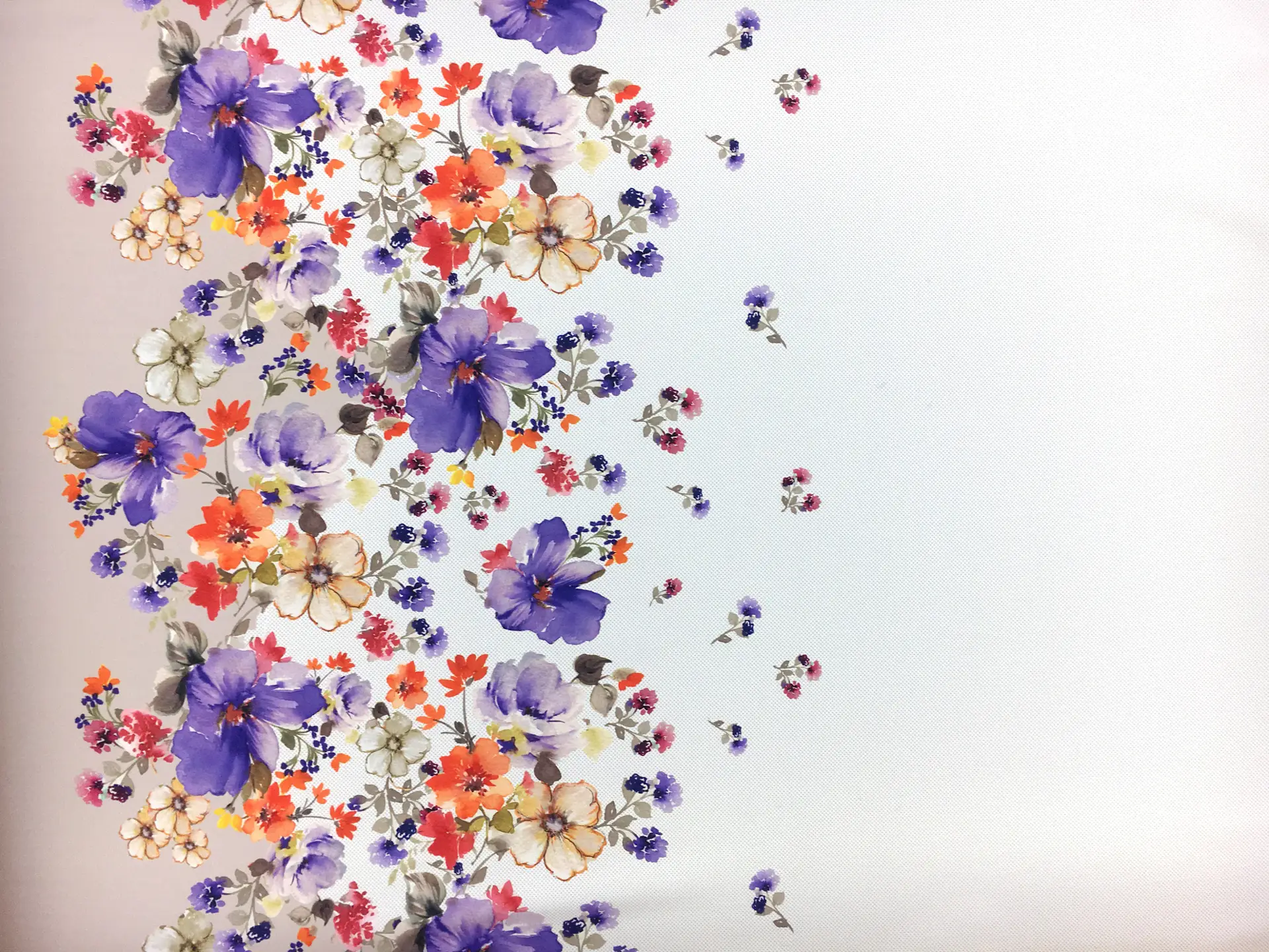 Polyester Mikado with Polka Dots and Floral Border0