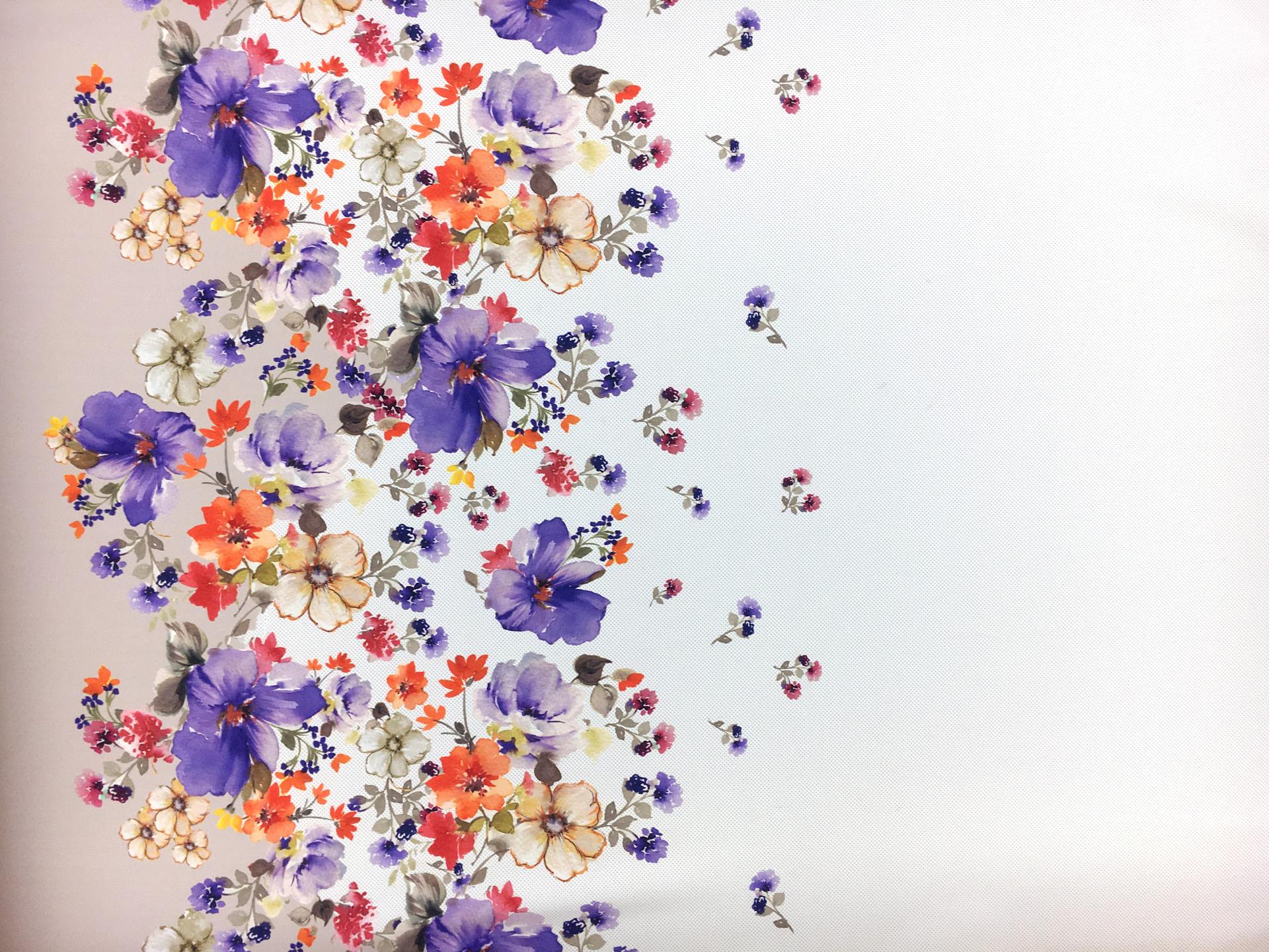 Polyester Mikado with Polka Dots and Floral Border0