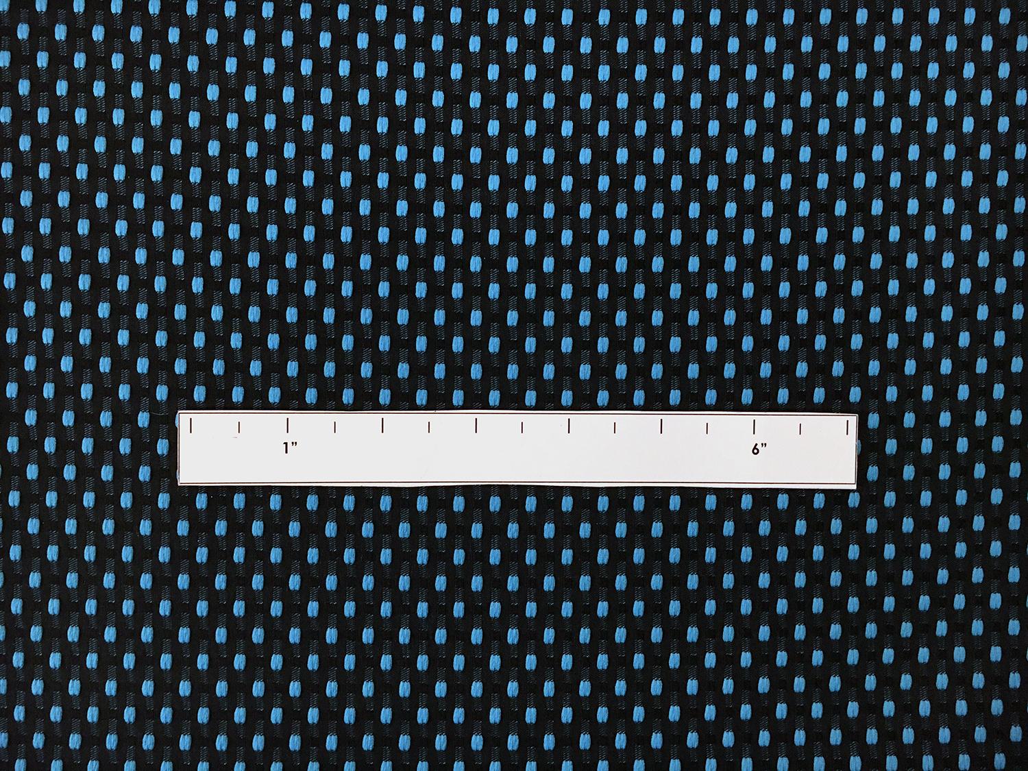 Polyester Swiss Dot Brocade with Aqua Dots1
