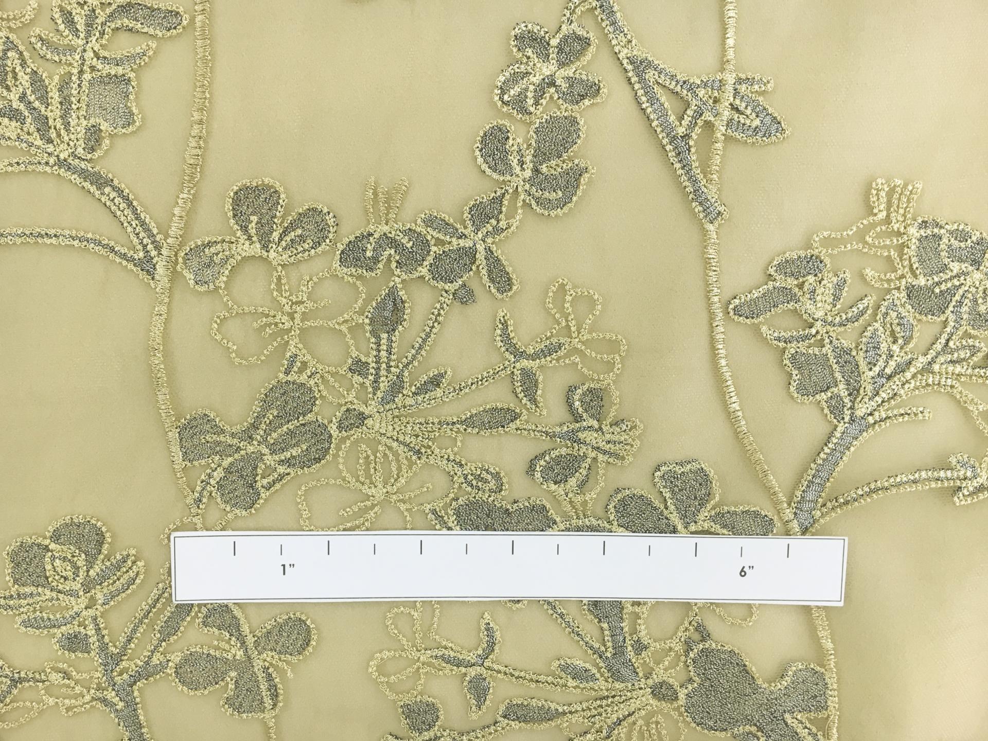 Metallic Embroidered Tulle with Florals and Heavy Embroidery1