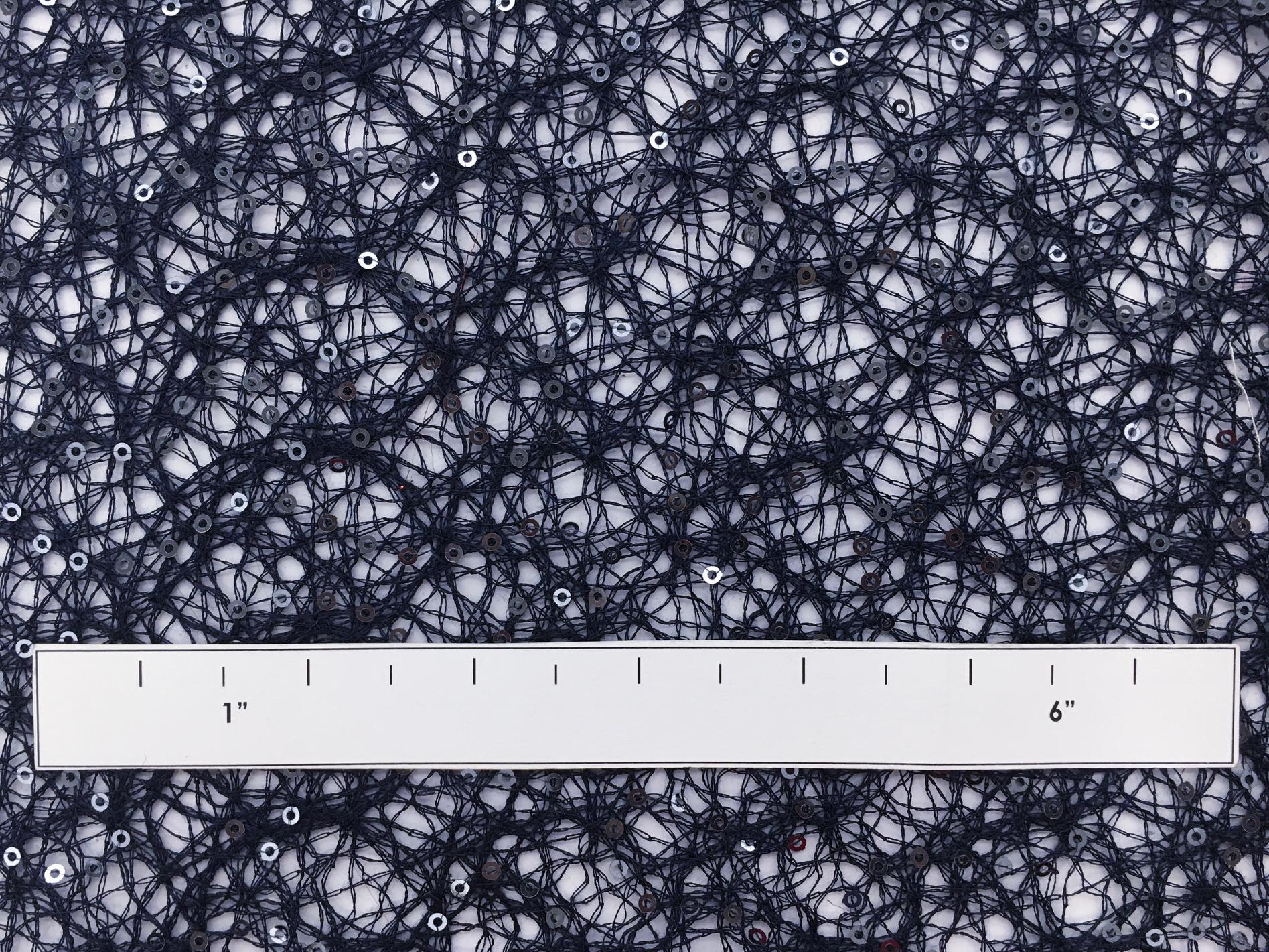 Sequins on Polyester Mesh in Midnight Navy1