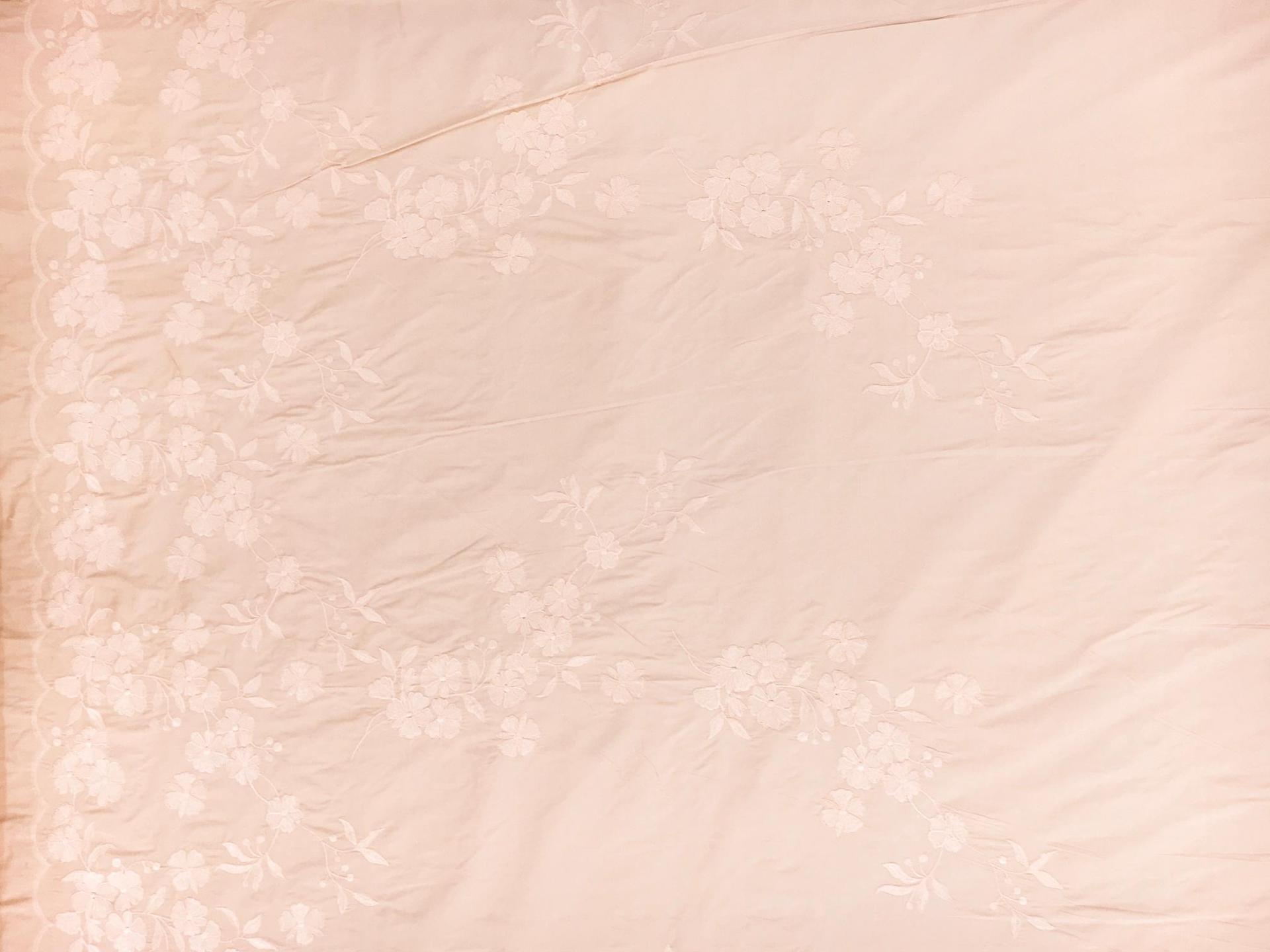 Silk Taffeta with an Embroidered Scallop and Floral Degradé0