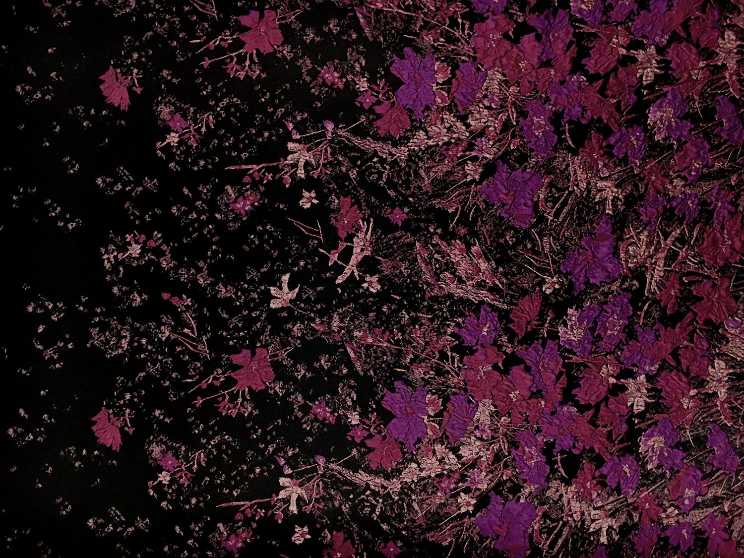 Polyester Twill with Metallic Abstract Floral Border0