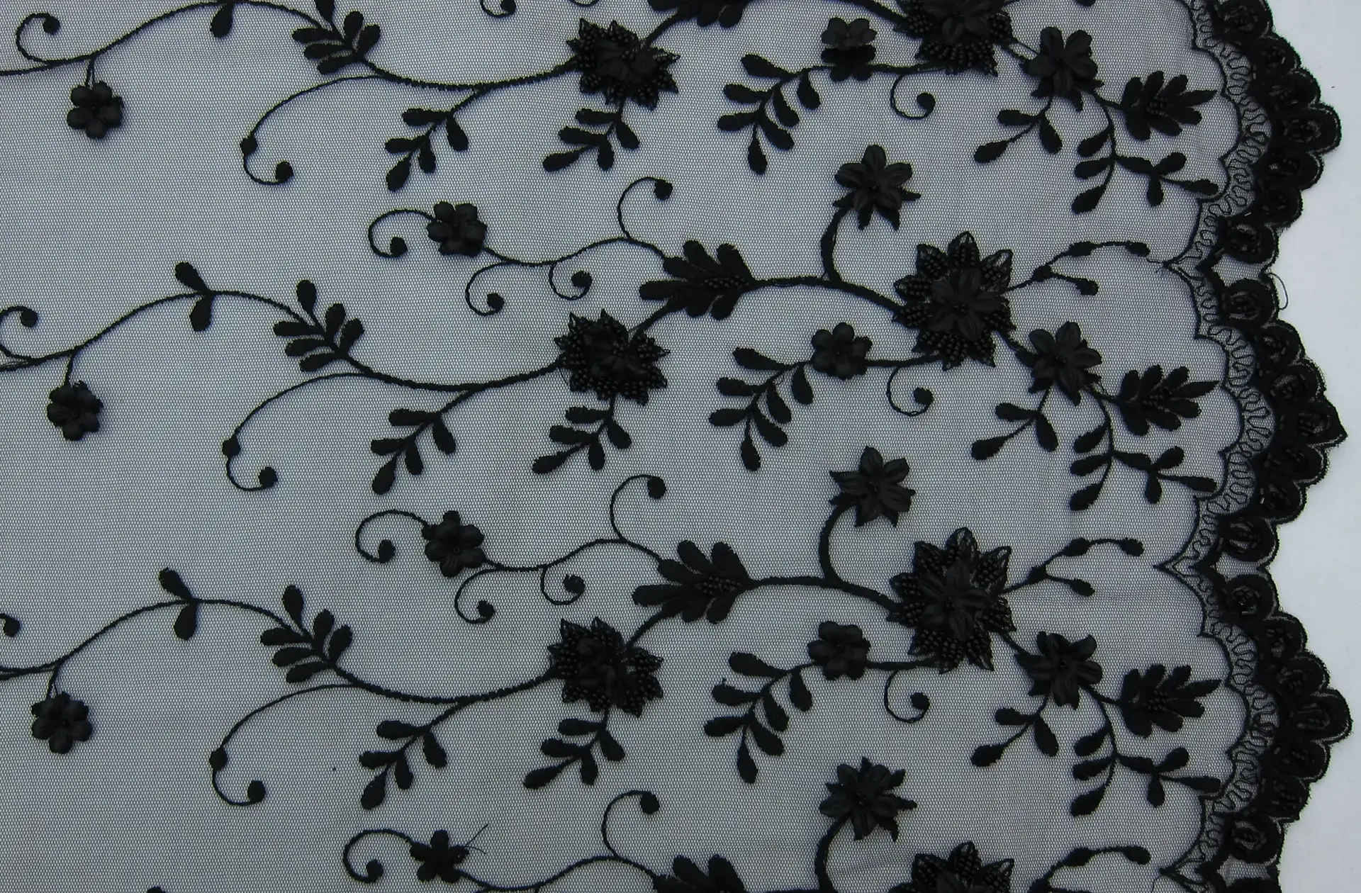 Embroidered Illusion with Appliqué and Beads0