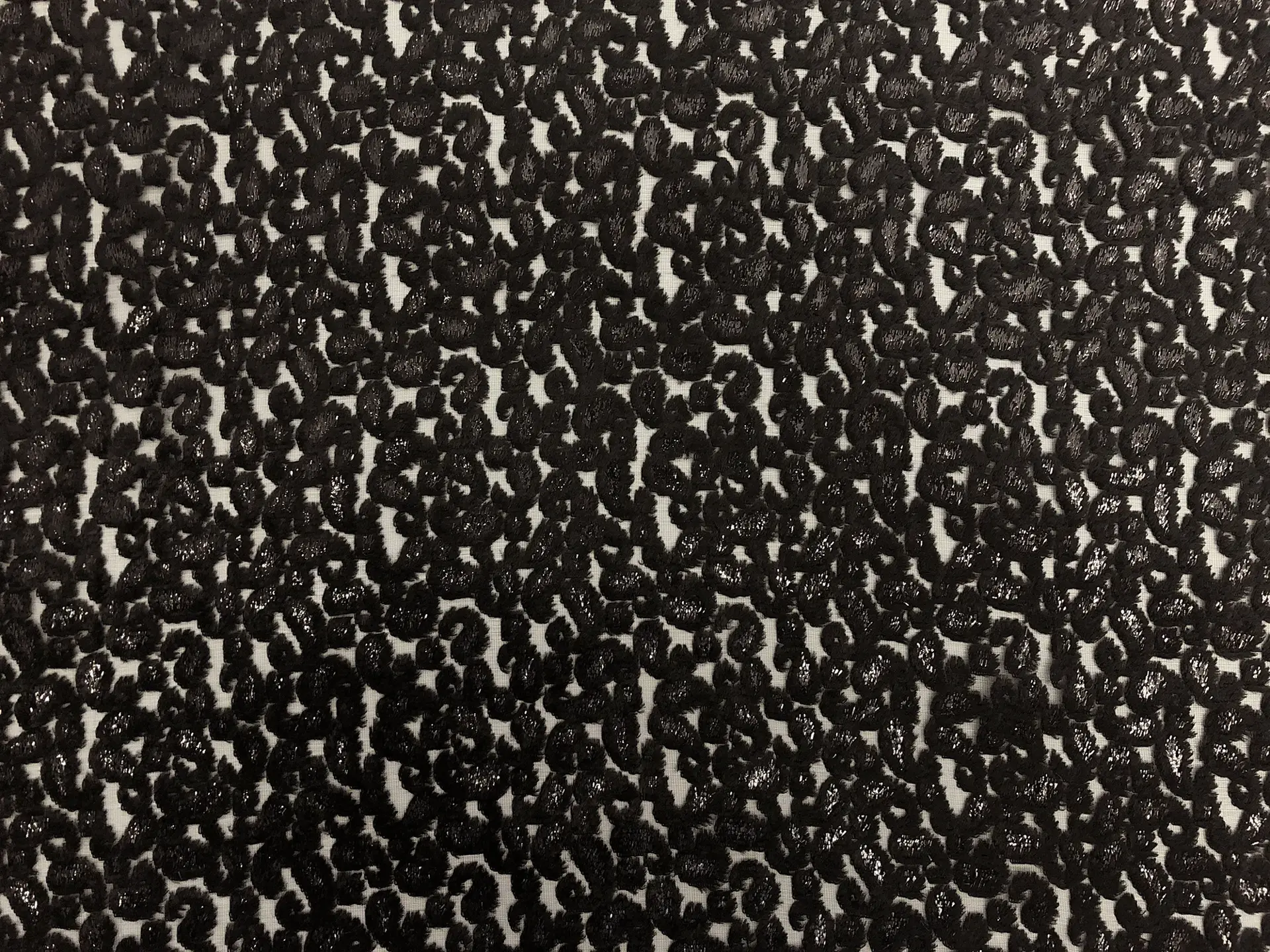 Black Paisley Rayon Lurex Panne Burnout Velvet 0