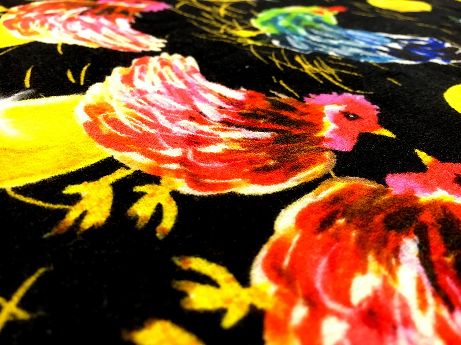 Giulia Rositani Printed Double Wool Crepe with Chickens Hatching Golden Eggs2